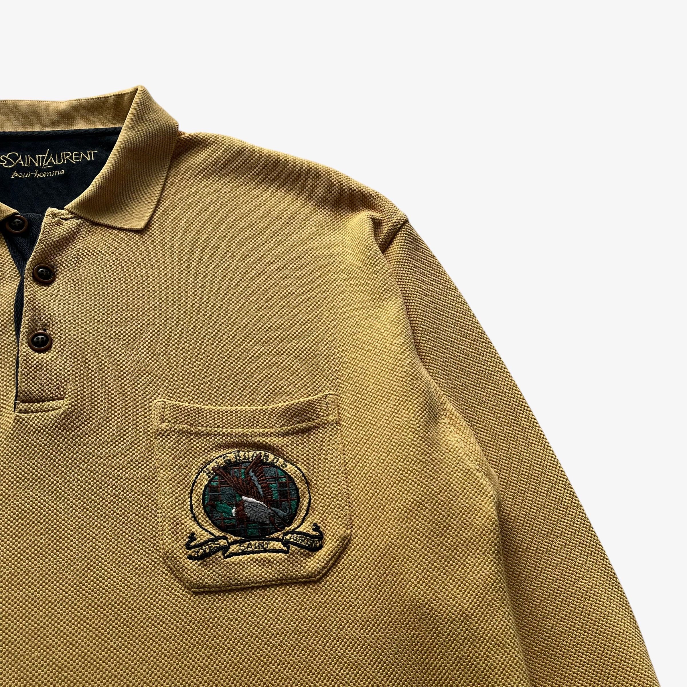 Yves Saint Laurent Vintage 90s Men's Yves Saint Laurent Yellow Rugby Shirt Size US M / EU 48-50 / 2 - 2 Thumbnail
