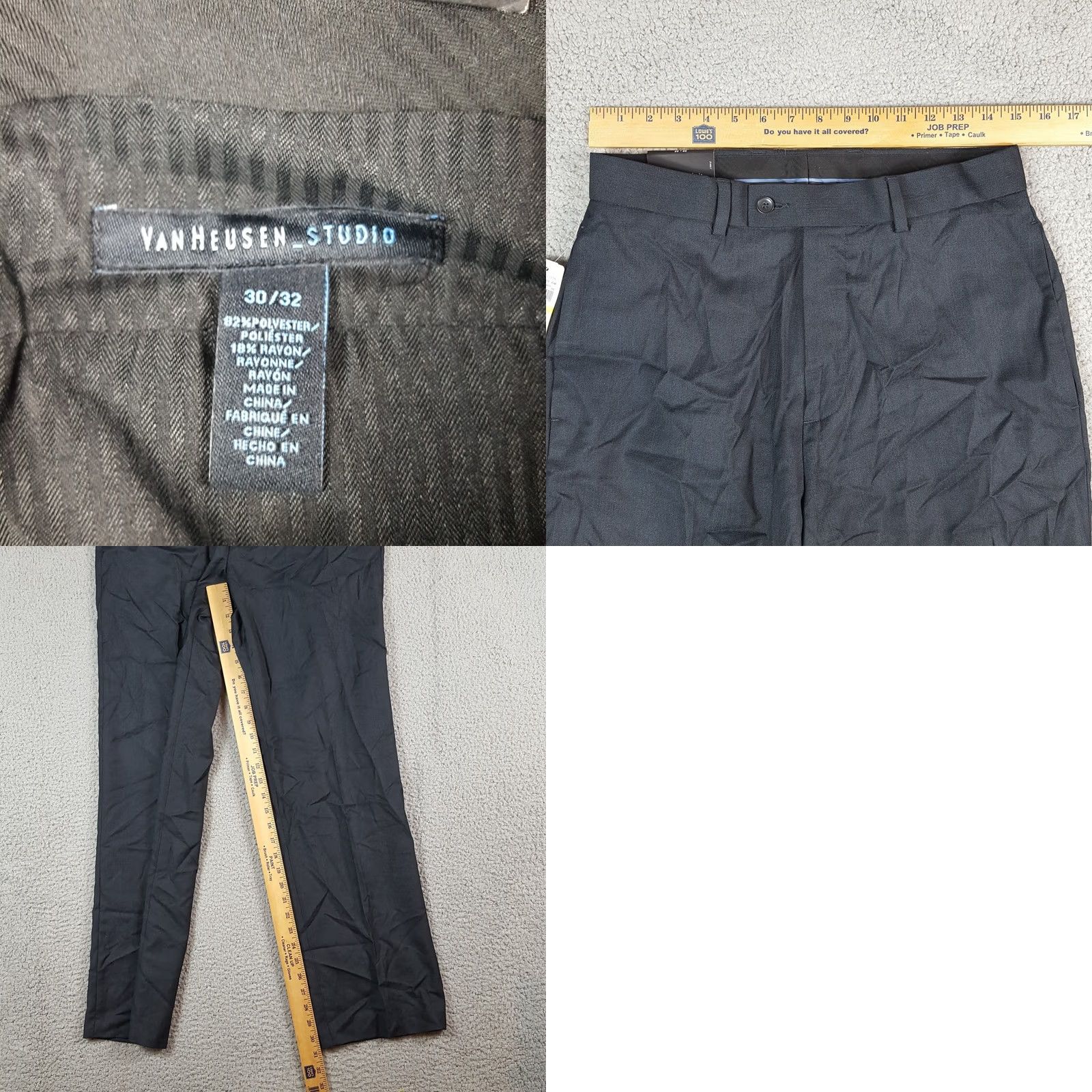 Van Heusen VINTAGE Van Heusen Dress Pants Mens Straight Roofline Gray Herringbone 30x32 Breathable Relaxed 90s Preppy 5Parks Size US 30 / EU 46 - 8 Thumbnail
