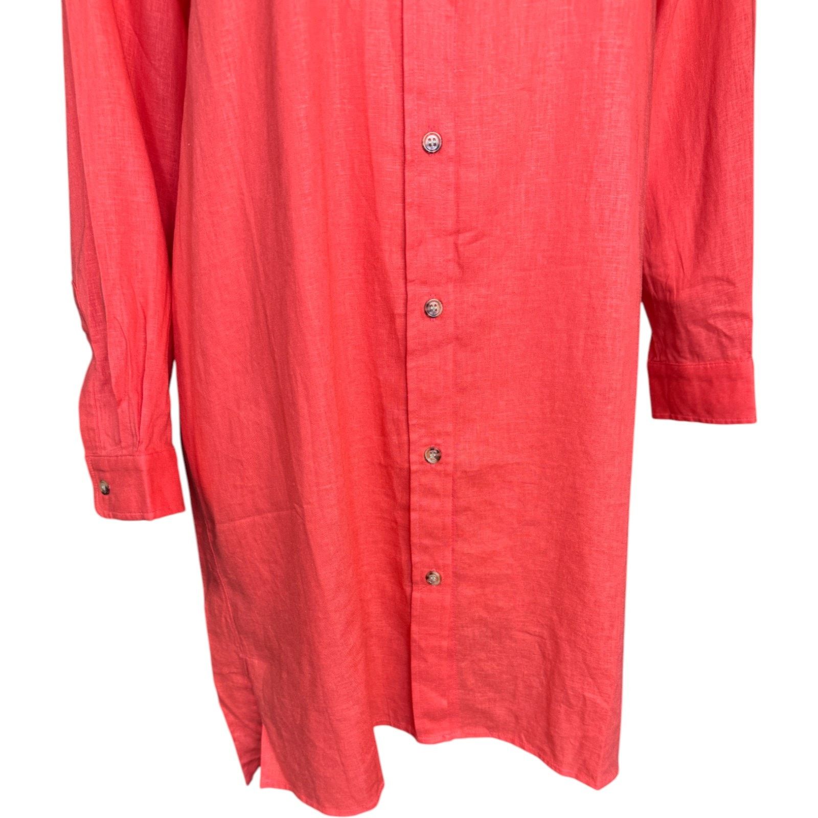 Other Encore Idina Menzel Coral Linen Blend Tunic Shirt Dress LP Size L / US 10 / IT 46 - 9 Thumbnail
