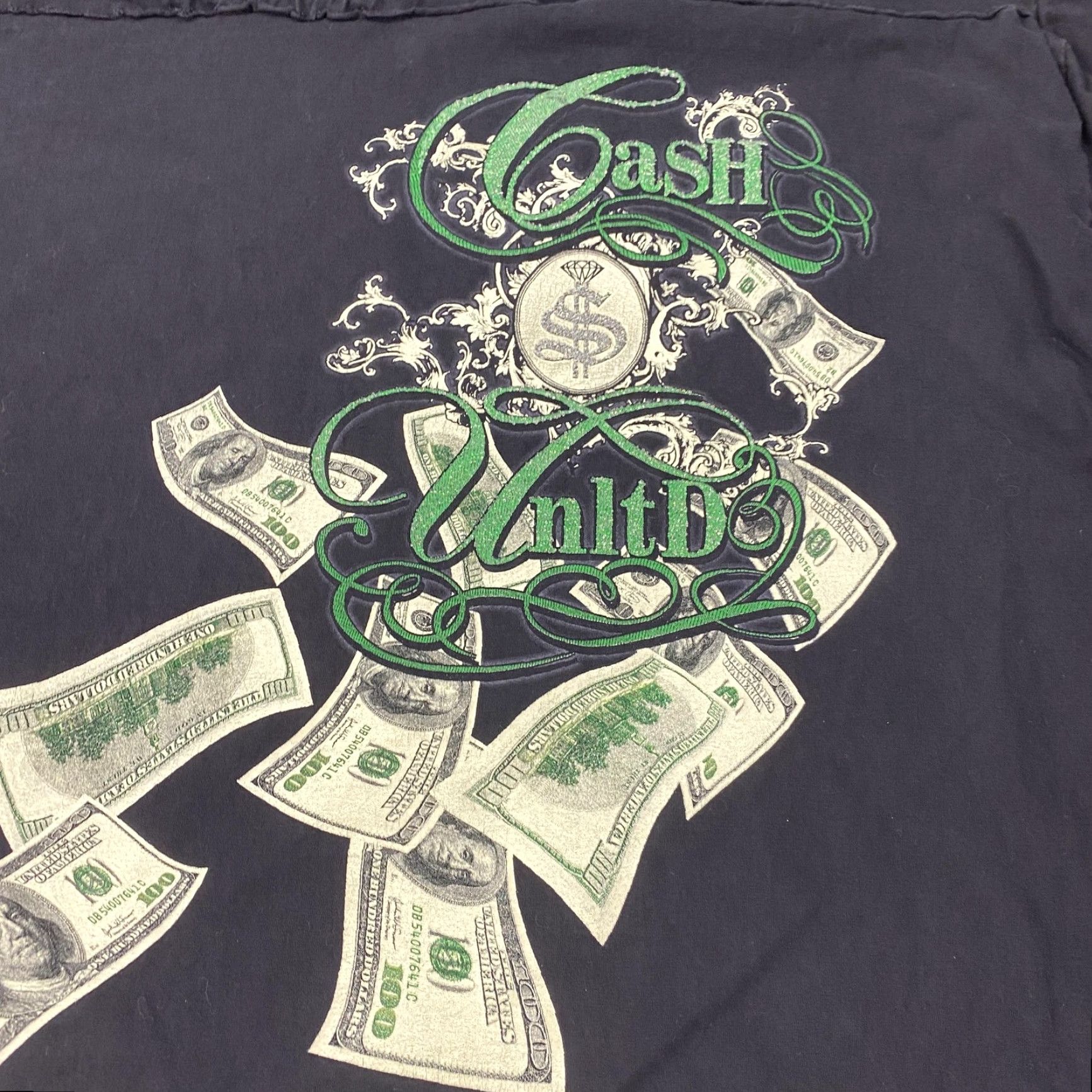 Vintage Cash Unltd Shirt Mens 4XL Black Money Dollar Bills Graphic Print Tee Size US XXL / EU 58 / 5 - 2 Thumbnail