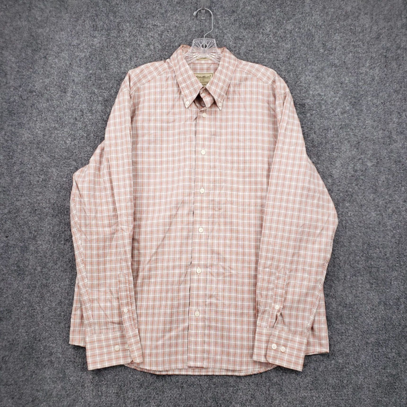 Eddie Bauer Eddie Bauer Button-Down Shirt Mens L Large Orange Wrinkle Free Plaid Long Sleeve Size US L / EU 52-54 / 3 - 2 Thumbnail