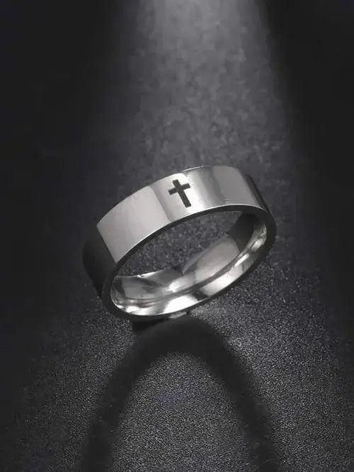 Jewelry x Ring Gold Plated Vintage Cross Ring in Silver, Men's