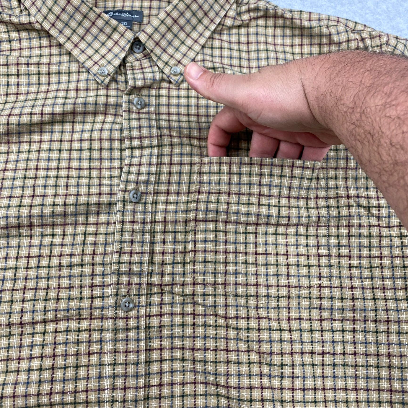 Eddie Bauer VINTAGE? Eddie Bauer Button-Down Flannel Shirt Mens 2XL Beige Check Relaxed Long Sleeve Size US XXL / EU 58 / 5 - 4 Thumbnail