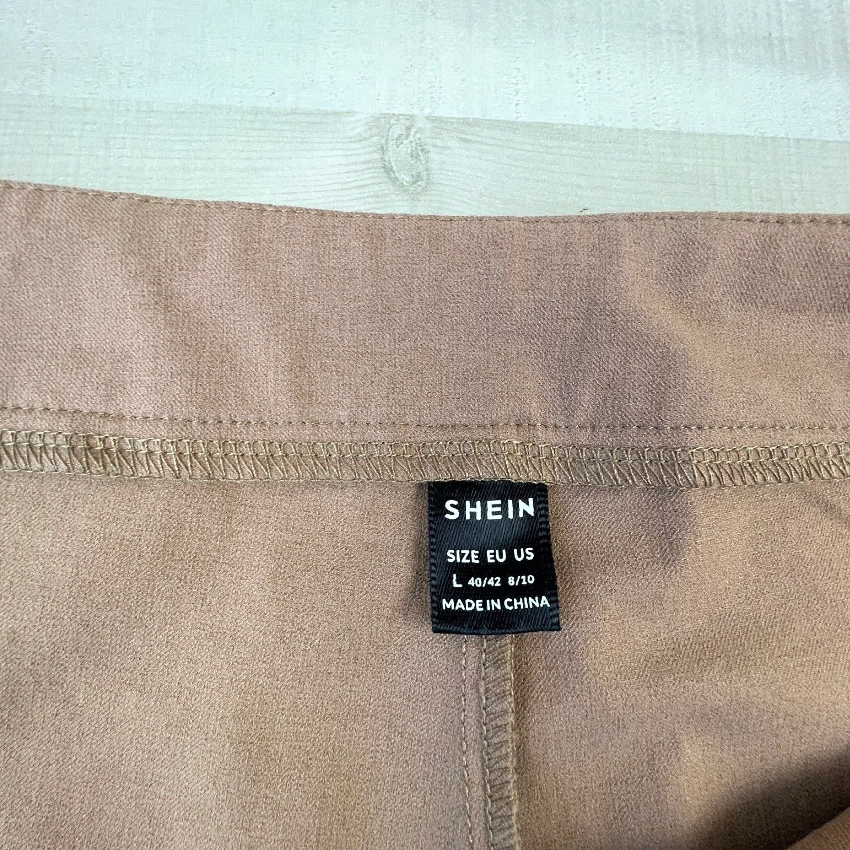 Shein Shein Womens Pants Large Tan Flat Front Size 36" / US 14 / IT 50 - 4 Thumbnail