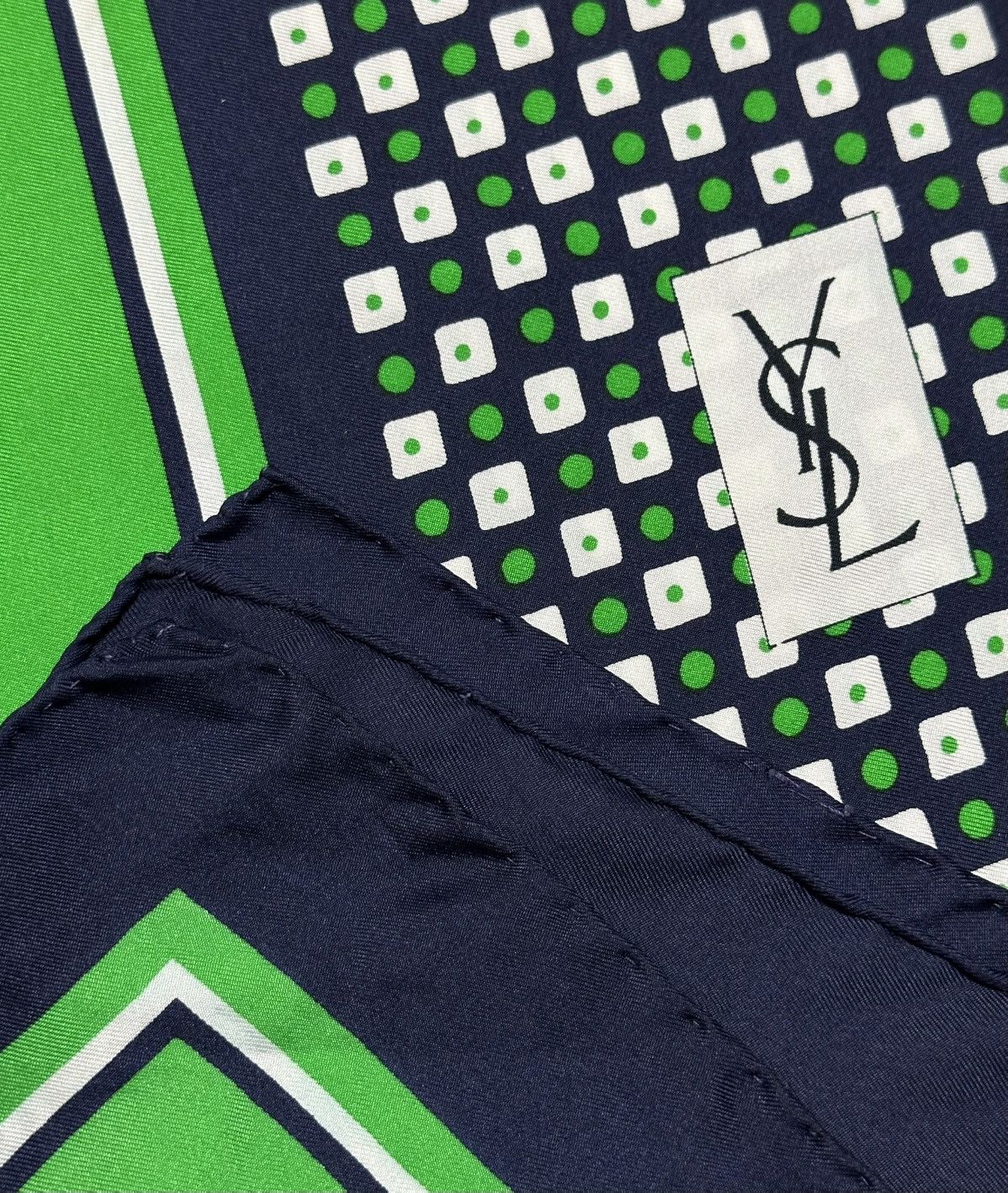 Yves Saint Laurent YSL Yves Saint Laurent Silk Scarf 86x84 cm Blue Green Square Size ONE SIZE - 8 Thumbnail