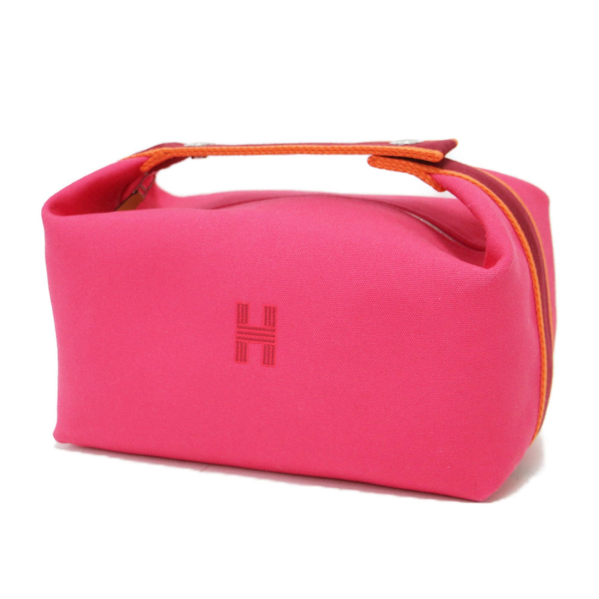 Hermes HERMES Bride à Black GM Pouch, One Handle, Embroidered Mark, Canvas, Cotton, Leather, Pink, Women's, K4750 Size ONE SIZE - 1 Thumbnail