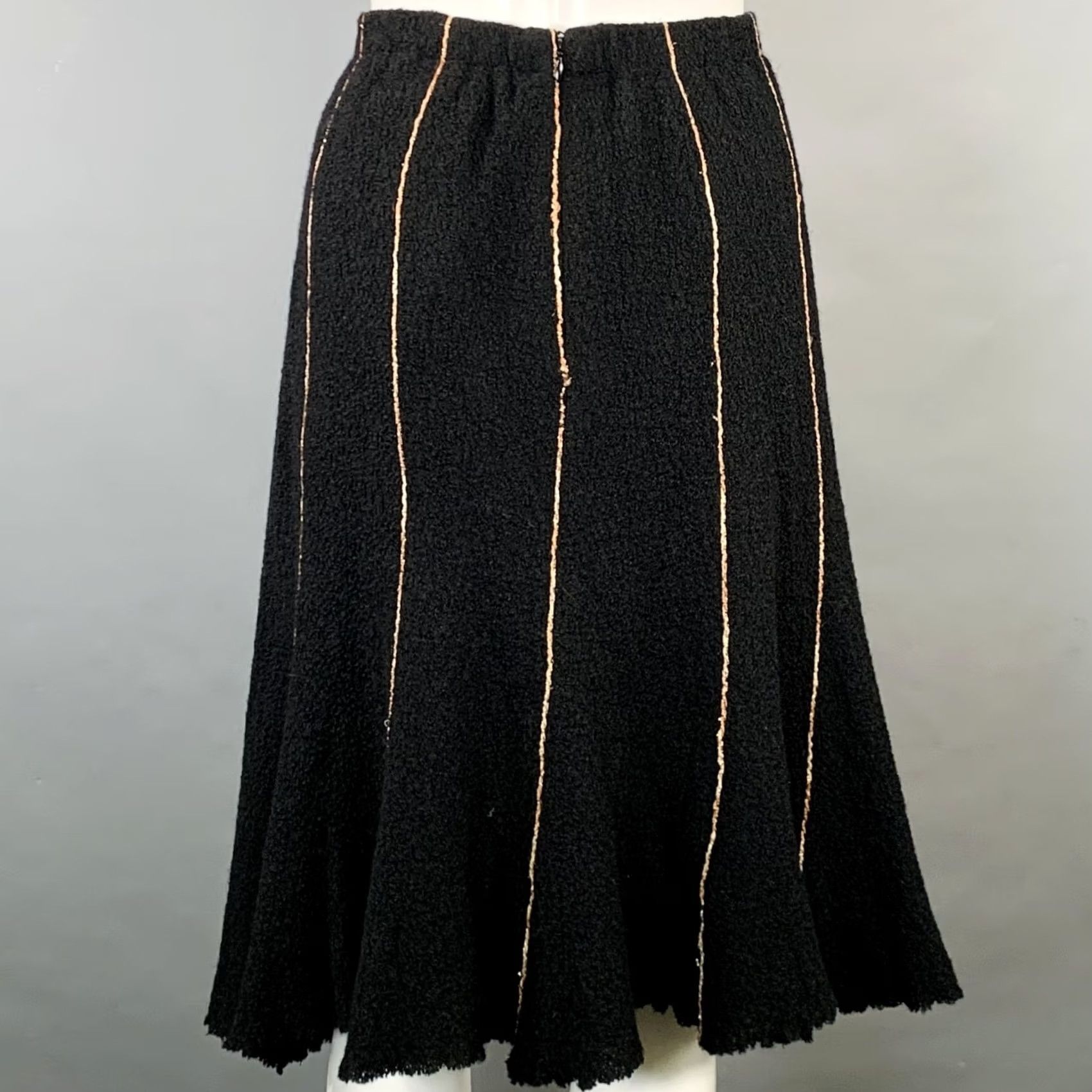 Vintage OKW Skirt Suit Black Gold Wool Stripe Midi Size S Women Size 28" / US 6 / IT 42 - 6 Thumbnail