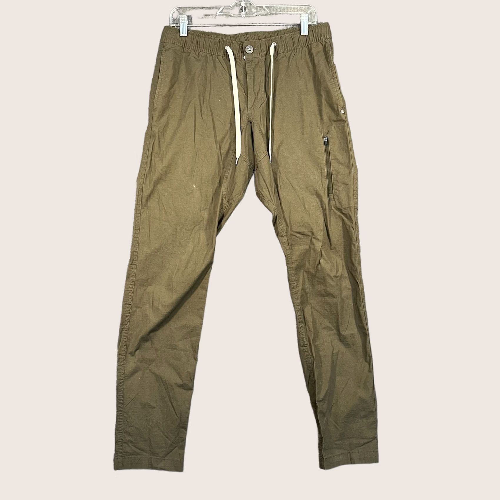 Vuori Vuori Pants Mens M Green Ripstop Tapered Jogger Athletic Zip Pocket Pockets Adjustable Waist Stretch Size US 31 - 1 Thumbnail