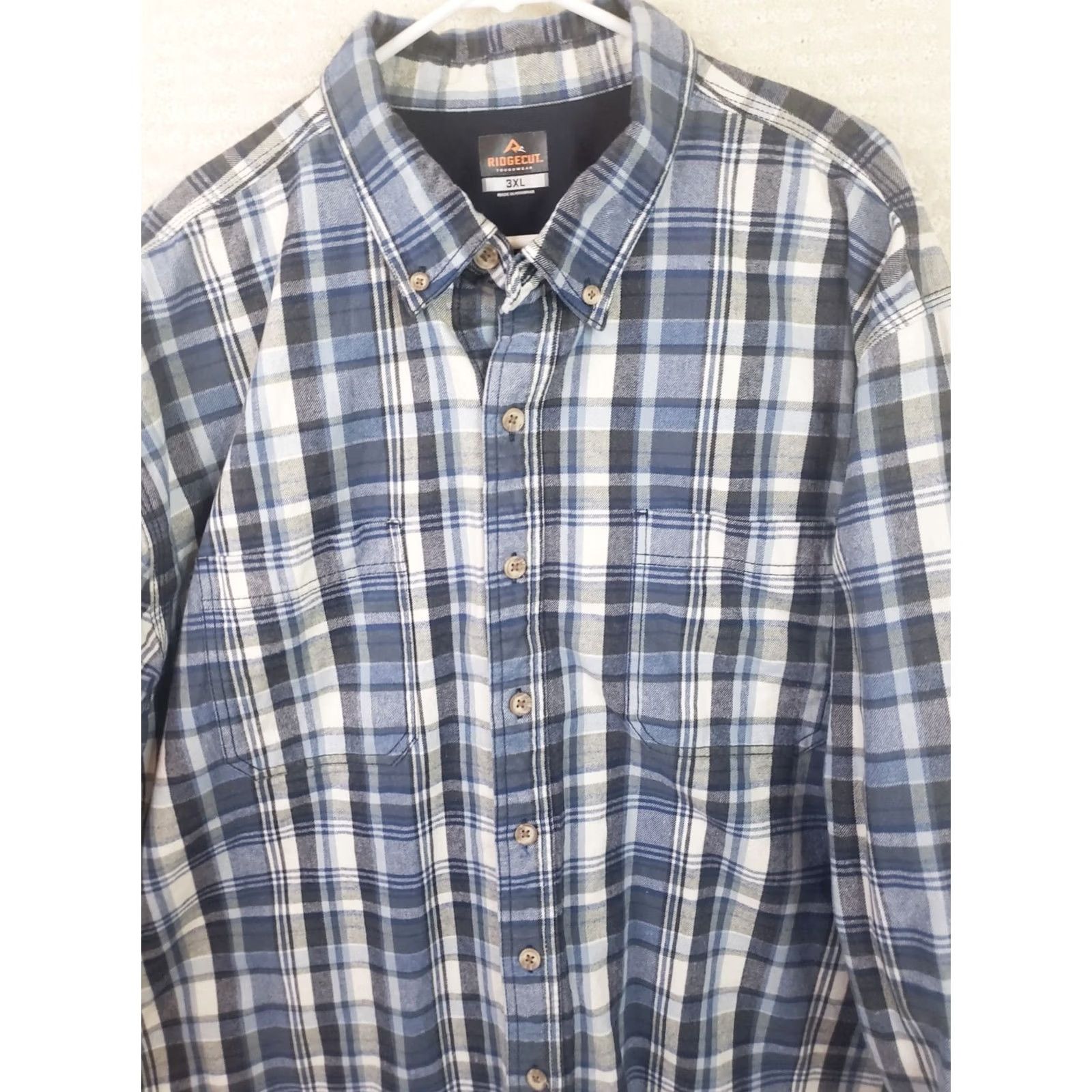 Vintage Ridgecut Toughwear Men's 3XL Blue Plaid Flannel Shirt Heavy 100% Cotton Button-Up Outdoor Size US XXL / EU 58 / 5 - 2 Thumbnail