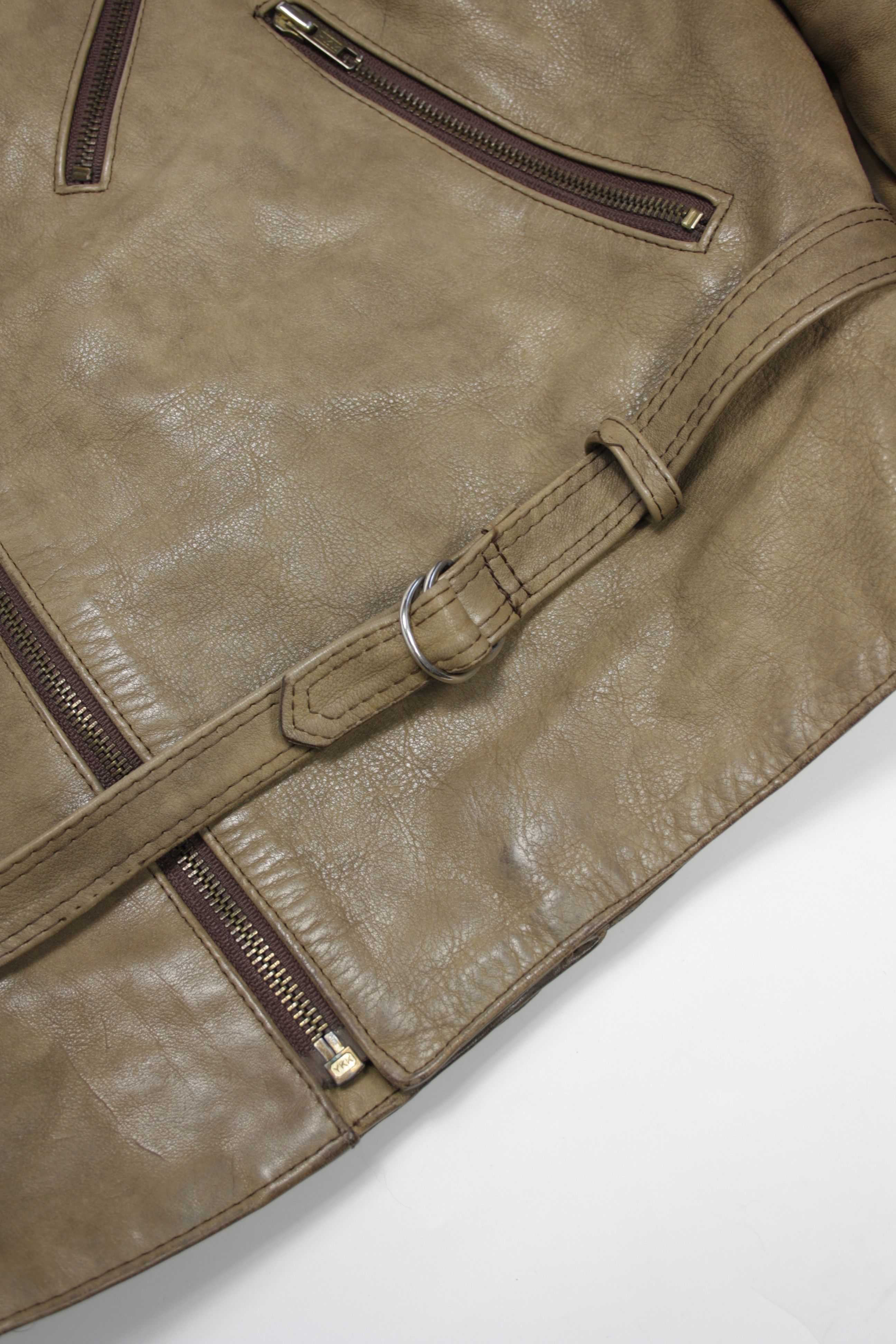 Vintage Damen 70s-80s Vintage Asymmetrical Leather Biker Jacket Size XL / US 12-14 / IT 48-50 - 4 Thumbnail