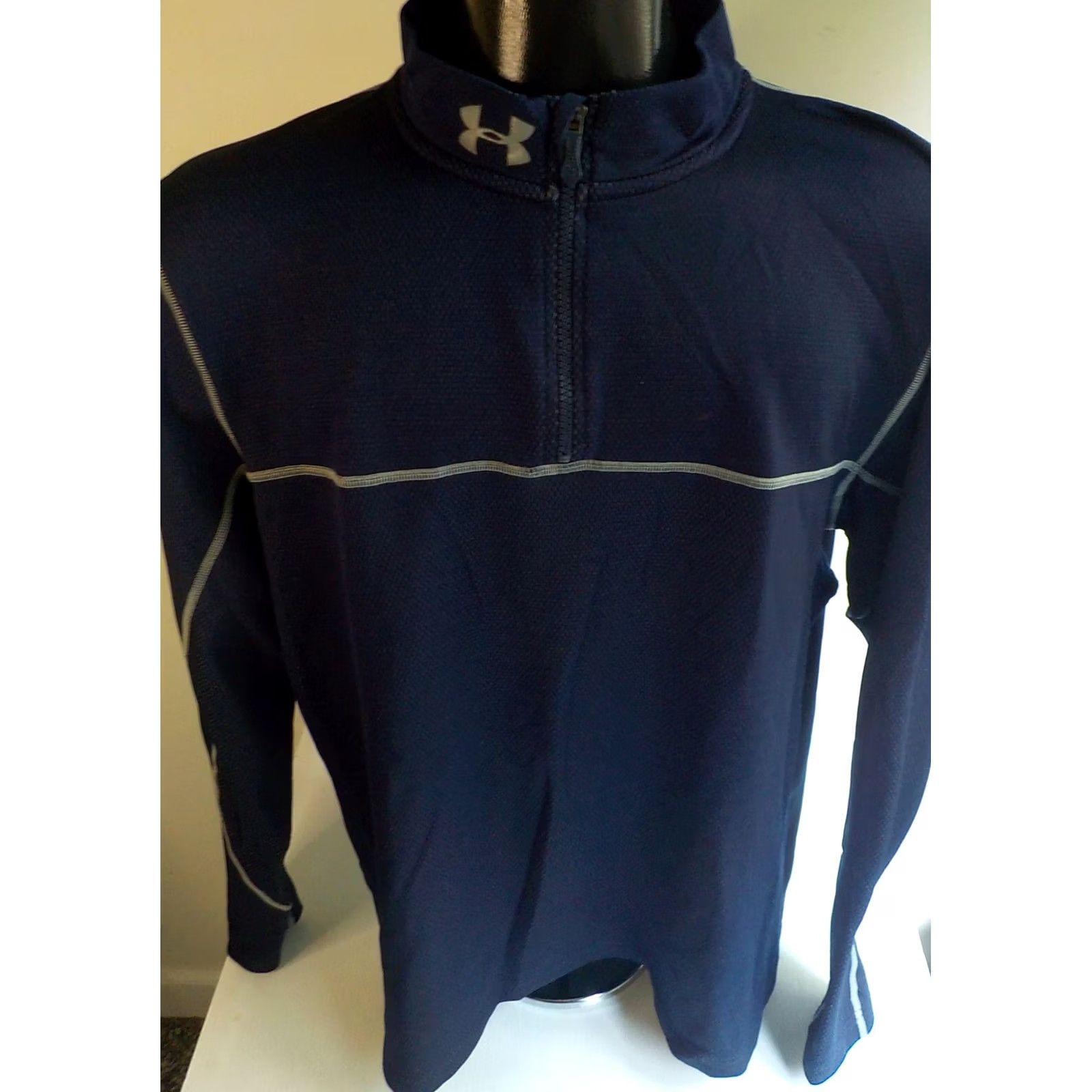 Under Armour UNDER ARMOUR ColdGear 1/4 Zip Pullover Navy Gray Mens 2XL Size US XXL / EU 58 / 5 - 2 Thumbnail