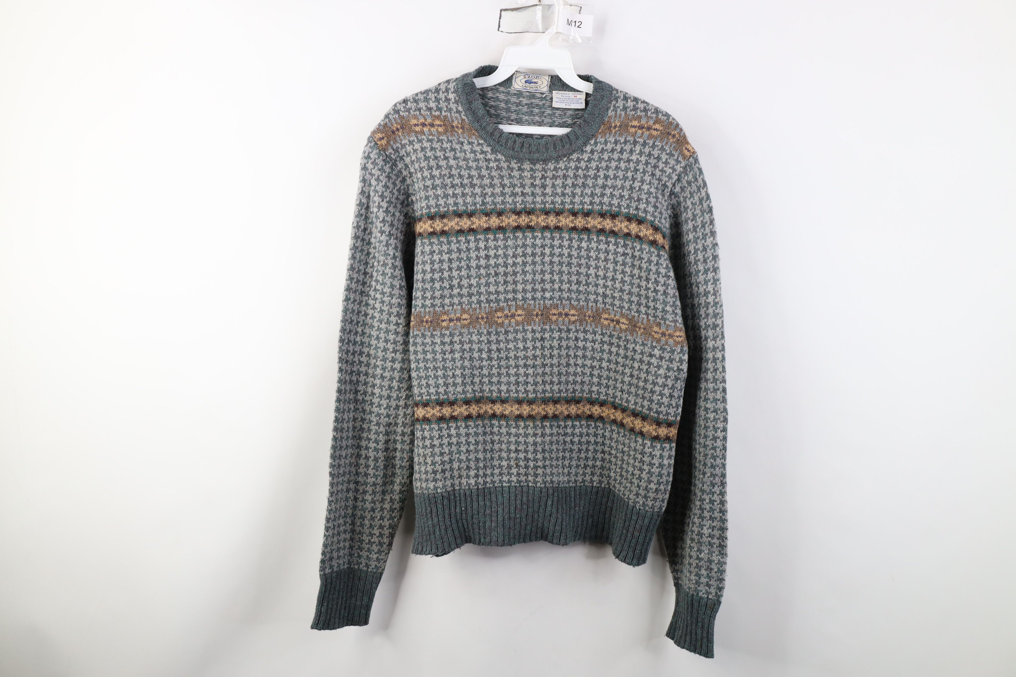 Lacoste Vintage 70s 80s Izod Lacoste Houndstooth Knit Sweater Size US M / EU 48-50 / 2 - 1 Thumbnail
