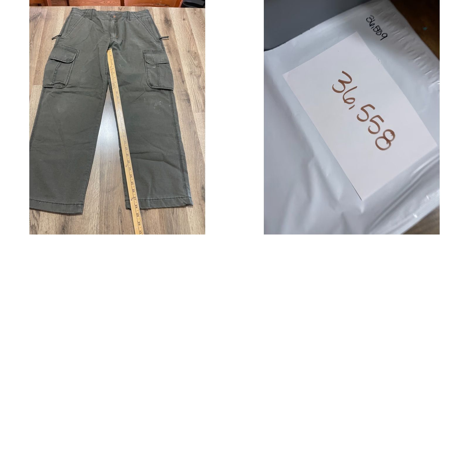 Vintage L.L. Bean Pants Men's 35x29 Green Lined Cargo Pockets Cotton Regular Straight Flat Front Size US 35 - 8 Thumbnail