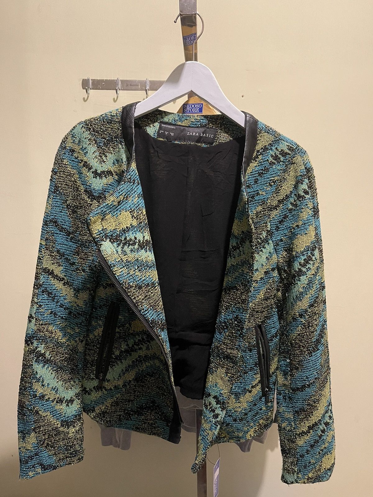 Vintage × Zara Zara Basic Women’s Blazer, Ethnic Green pattern Size M / US 6-8 / IT 42-44 - 2 Thumbnail
