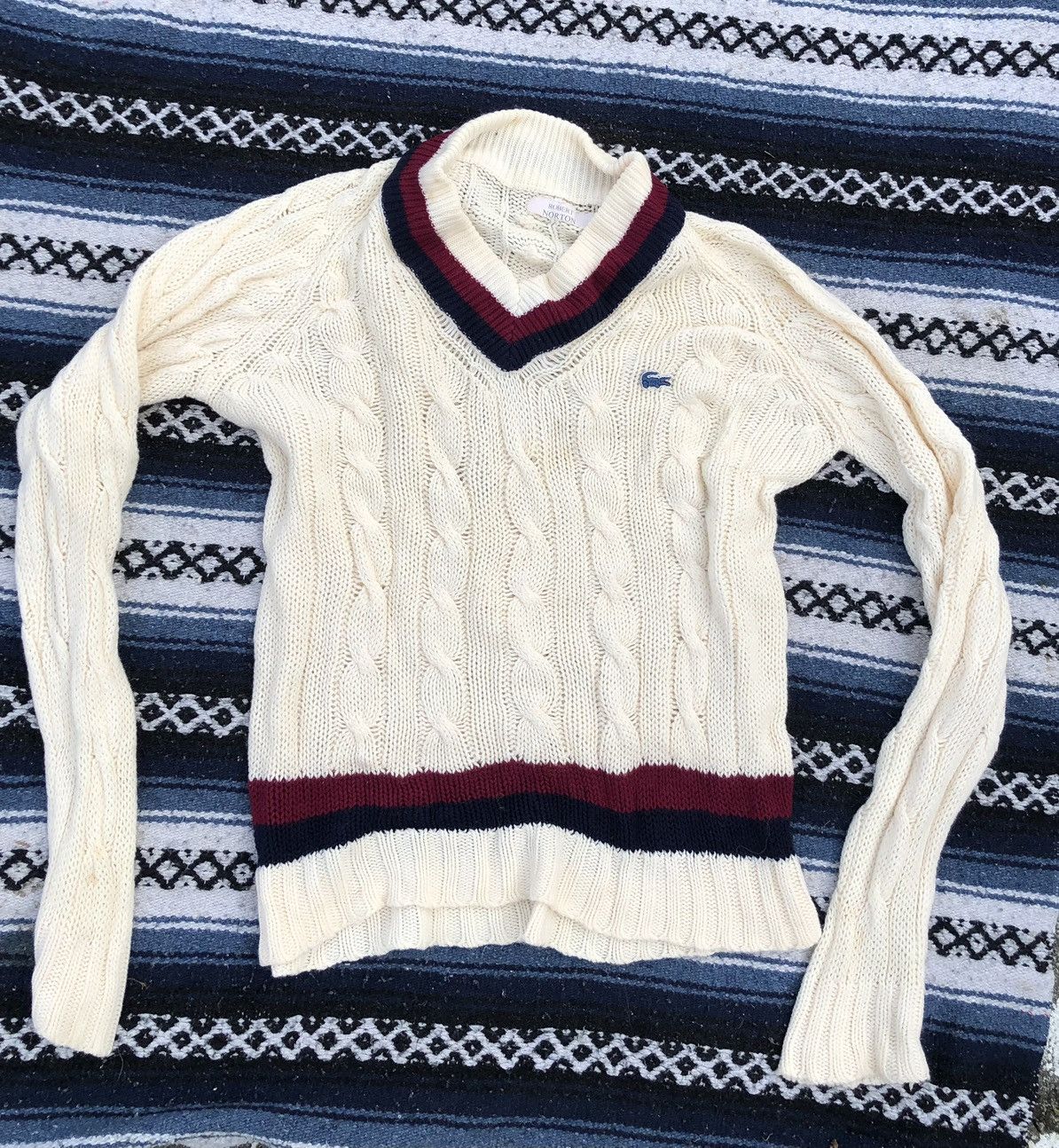 Lacoste × Vintage VINTAGE 90s LACOSTE OVERSIZE KNIT SWEATER MADE IN FRANCE Size M / US 6-8 / IT 42-44 - 1 Thumbnail