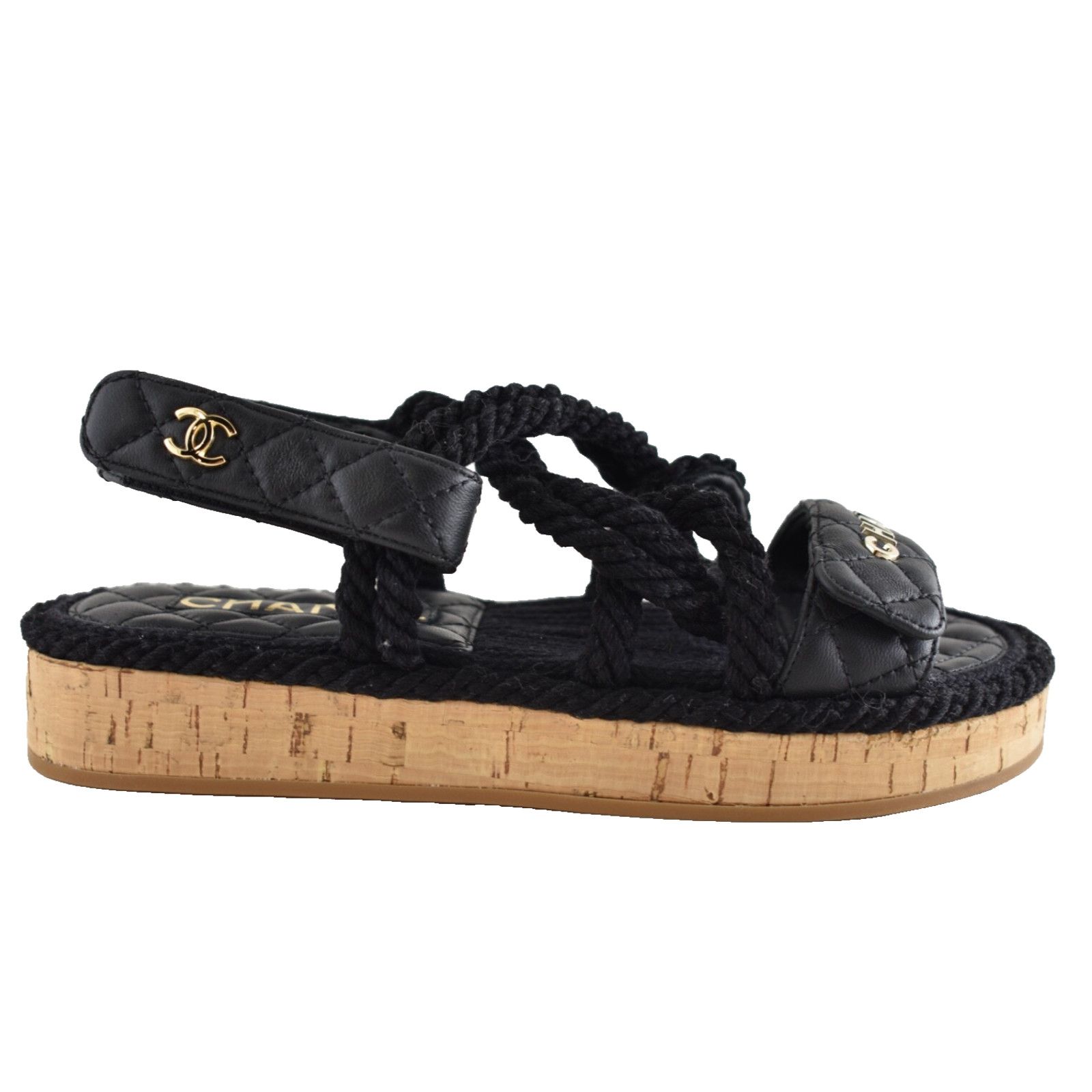 Chanel Chanel REV Black Gold Cord Rope CC Quilted Mule Ankle Size US 6 / IT 36 - 1 Thumbnail