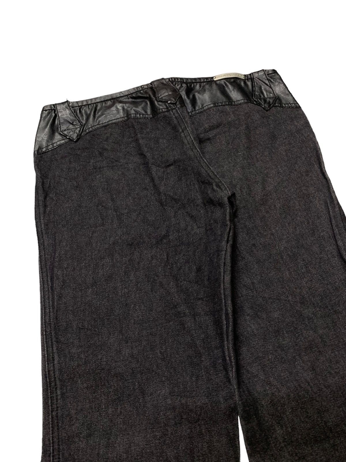 If Six Was Nine × Le Grande Bleu (L.G.B.) Vintage Balenciaga Style Leather Trimmed Zipper Flared Jeans Size US 30 / EU 46 - 8 Thumbnail