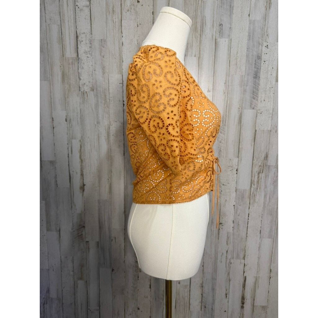 Sandro NWT Sandro Women's Orange Livio Tie Front Blouse Size 0 Size XXS / US 00 / IT 34 - 7 Thumbnail