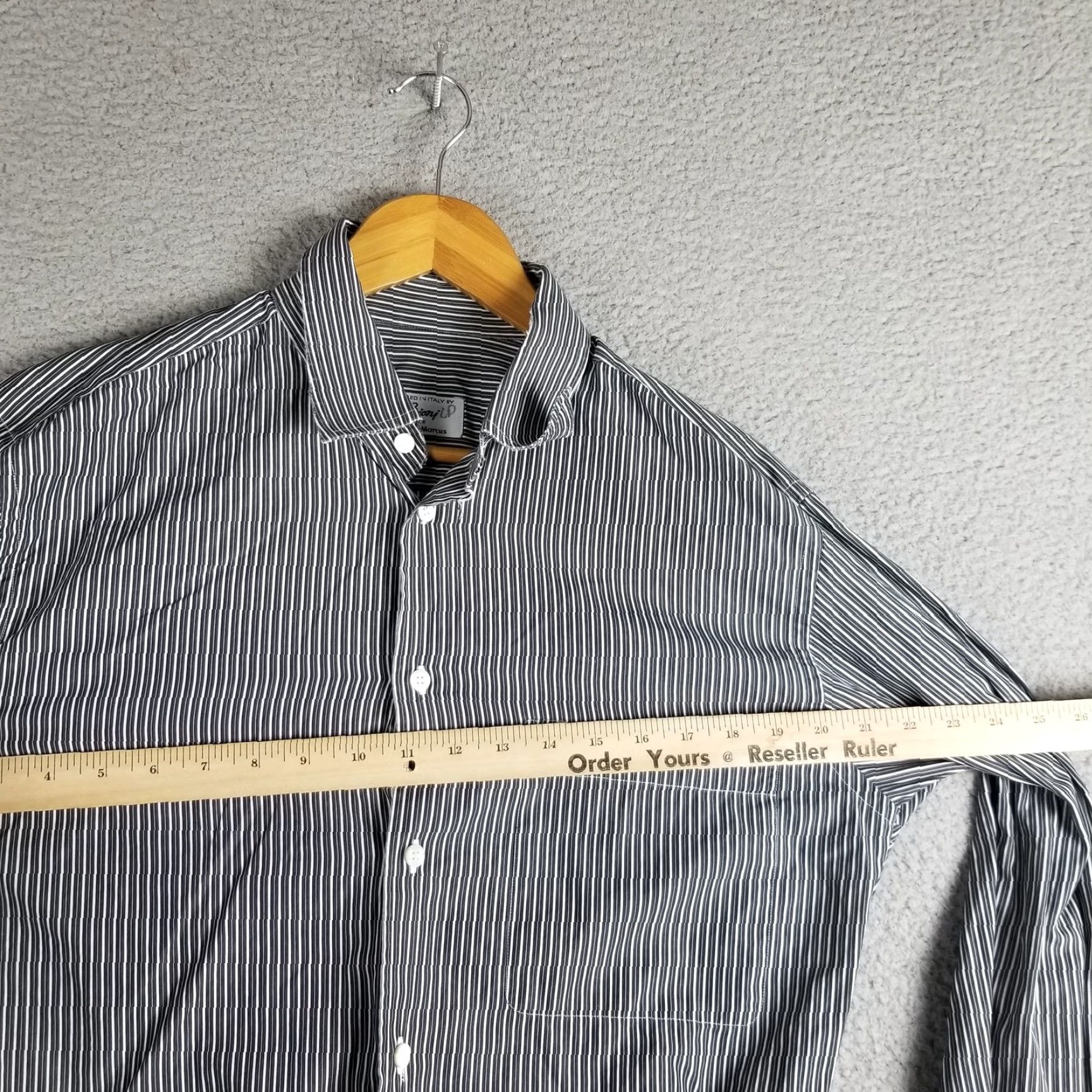 Brioni VINTAGE Brioni Dress Shirt Men Large Black White Striped Italy Neiman Marcus Luxury Business Size 42R - 4 Thumbnail