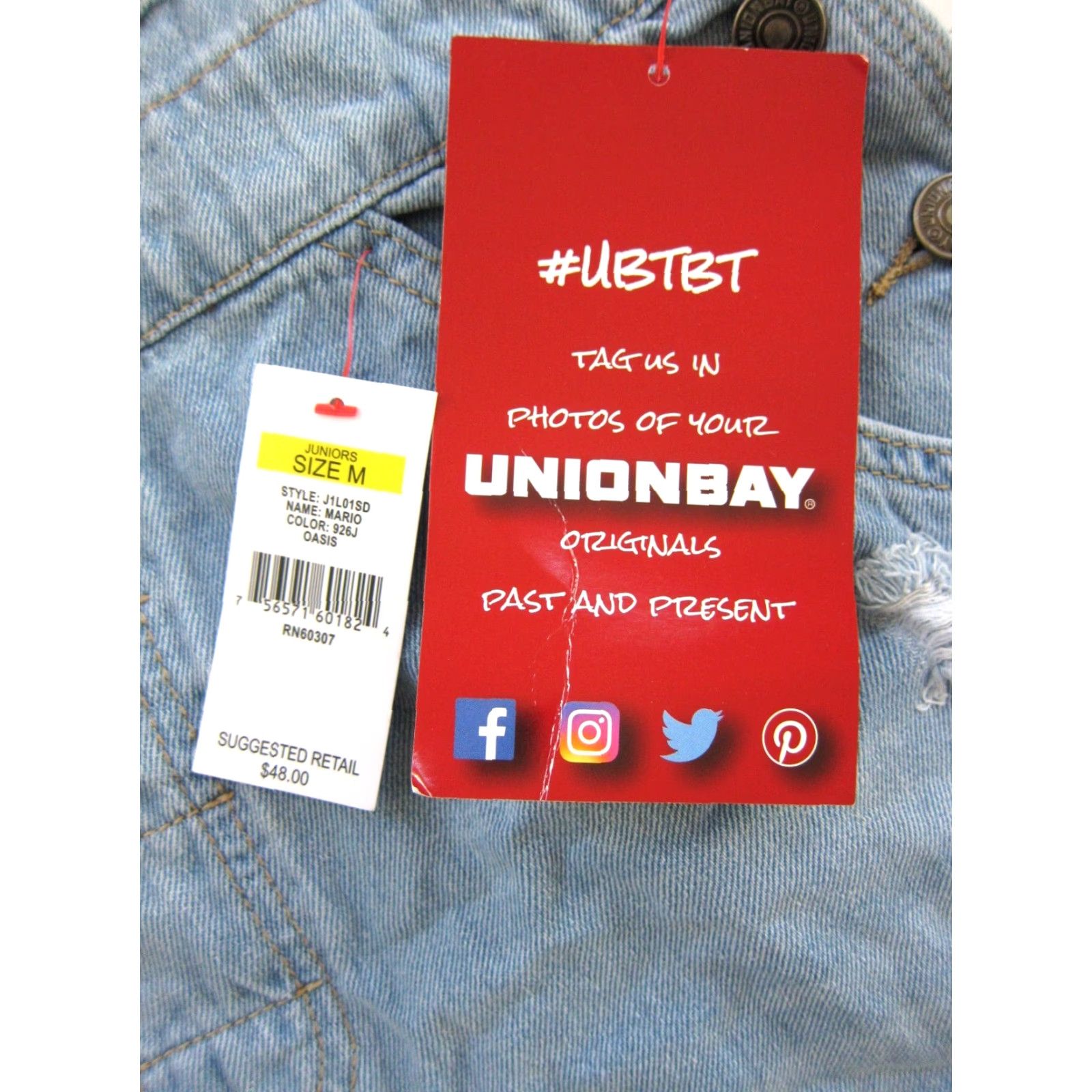 Vintage VINTAGE UNIONBAY NWT Mario Blue Cotton Distress Denim Overall Short Women S-M Jeans Denim Short Overall S-M Blue UnionBay NWT Women Size 28" / US 6 / IT 42 - 3 Thumbnail