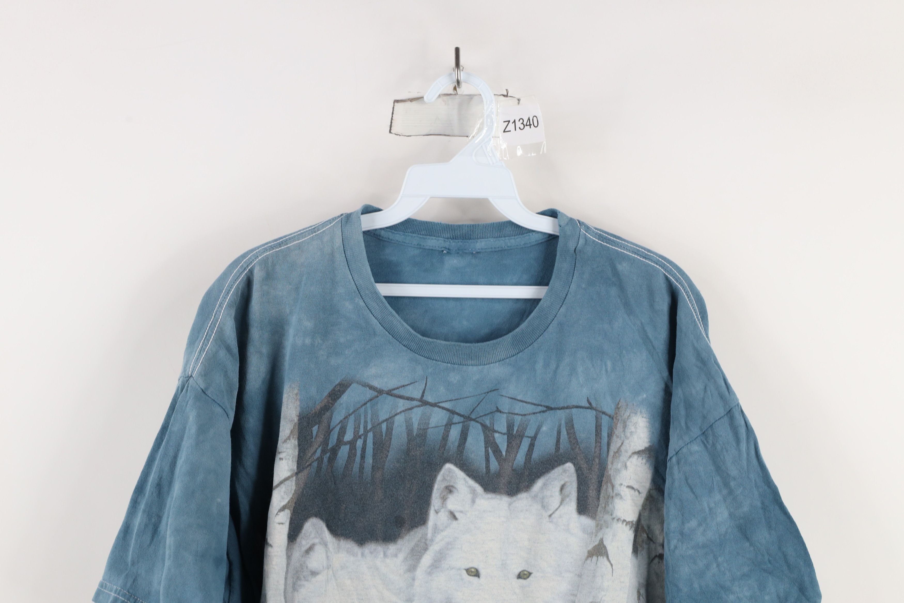Vintage Vintage 90s Streetwear Acid Wash White Wolf Nature T-Shirt Size US XL / EU 56 / 4 - 2 Thumbnail