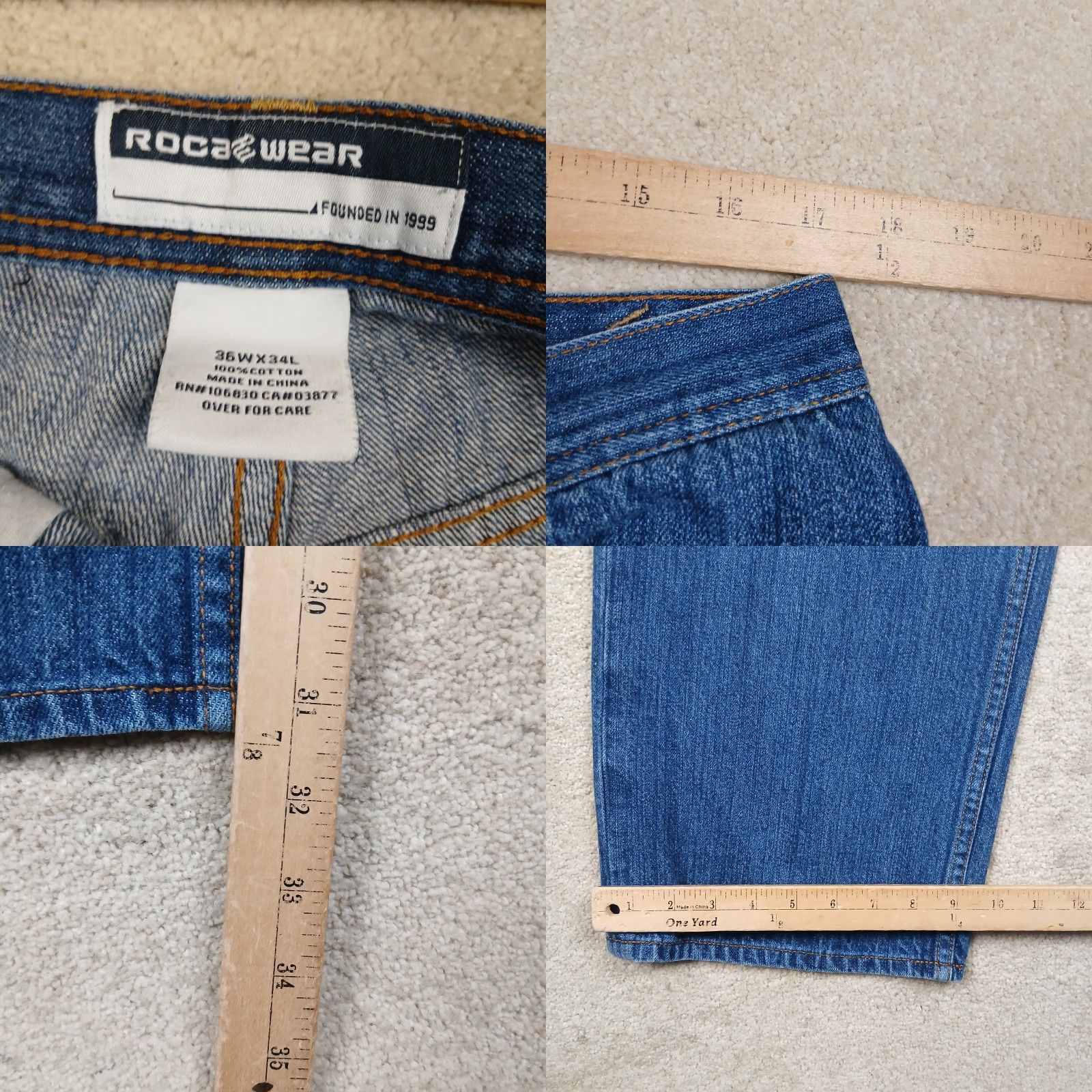 Rocawear VINTAGE Rocawear Jeans Mens 34x32 Baggy 5-Pocket Embroidered Pocket Blue Denim JNCO Y2K Hip Hop Mens Size US 34 / EU 50 - 8 Thumbnail
