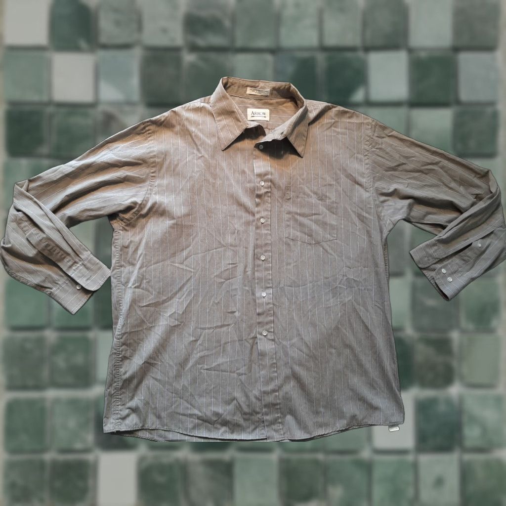 Arrow Arrow Mens Shirt Size 17.5 34/35 Long Sleeve Button Up Pinstriped Pocket Shirt Size US XXL / EU 58 / 5 - 1 Thumbnail