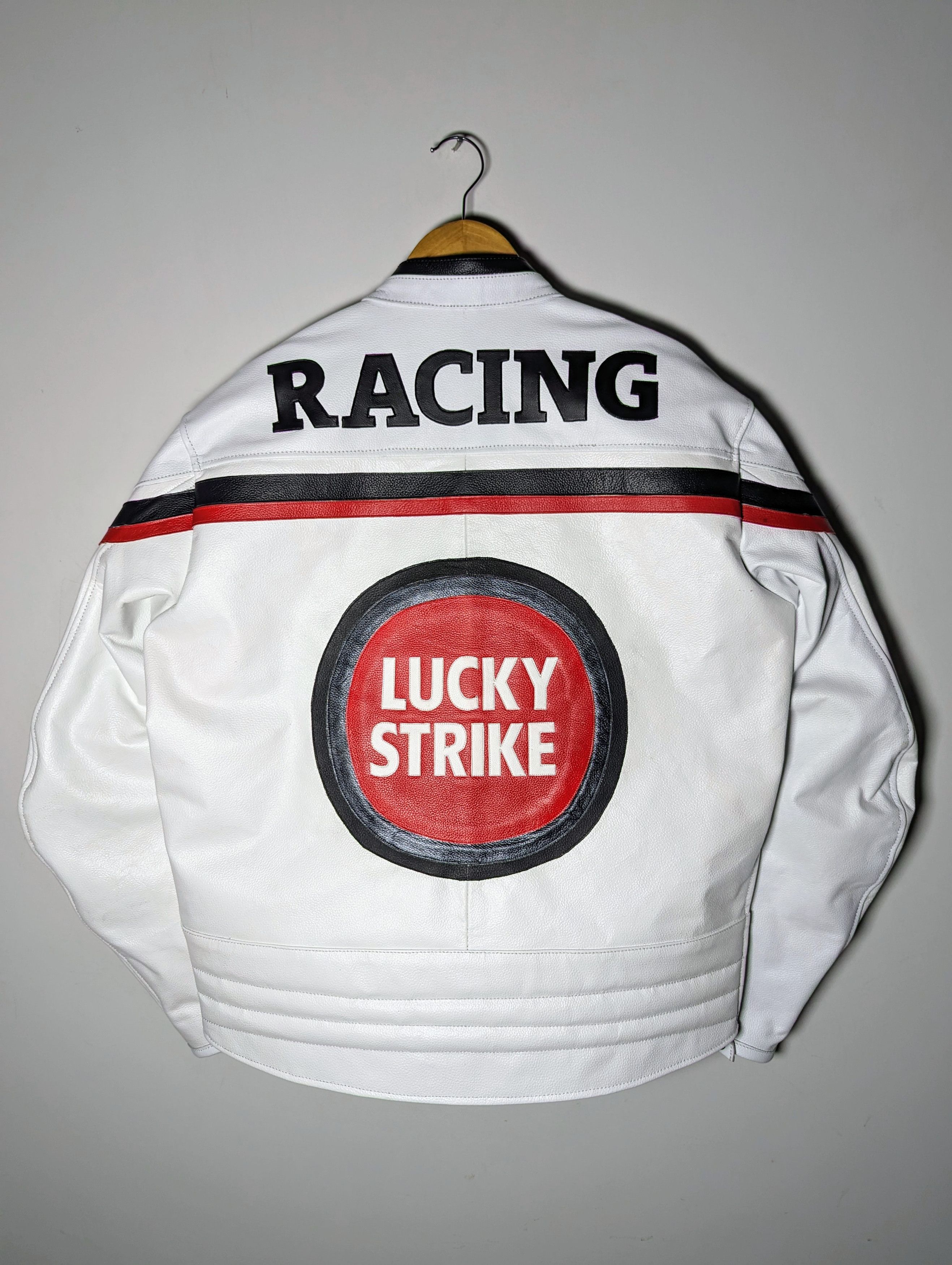 Vintage 💥🔥 VINTAGE LUCKY STRIKE RACING LEATHER BIKER JACKET Size US L / EU 52-54 / 3 - 2 Thumbnail