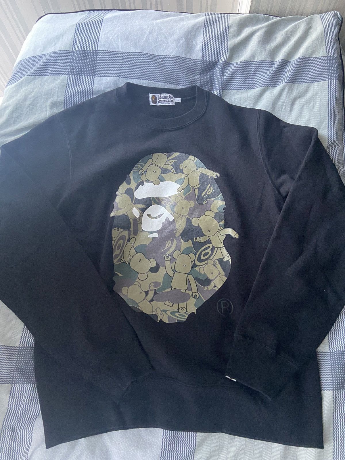 image of A Bathing Ape X Be@rbrick Sweater Big Head Logo in Black, Men's (Size Large)