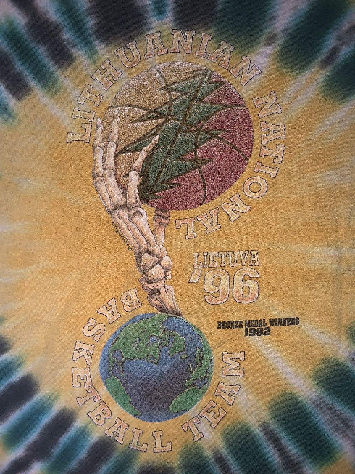 Vintage 1996 Grateful Dead Lithuania Basketball Tye Dye XL