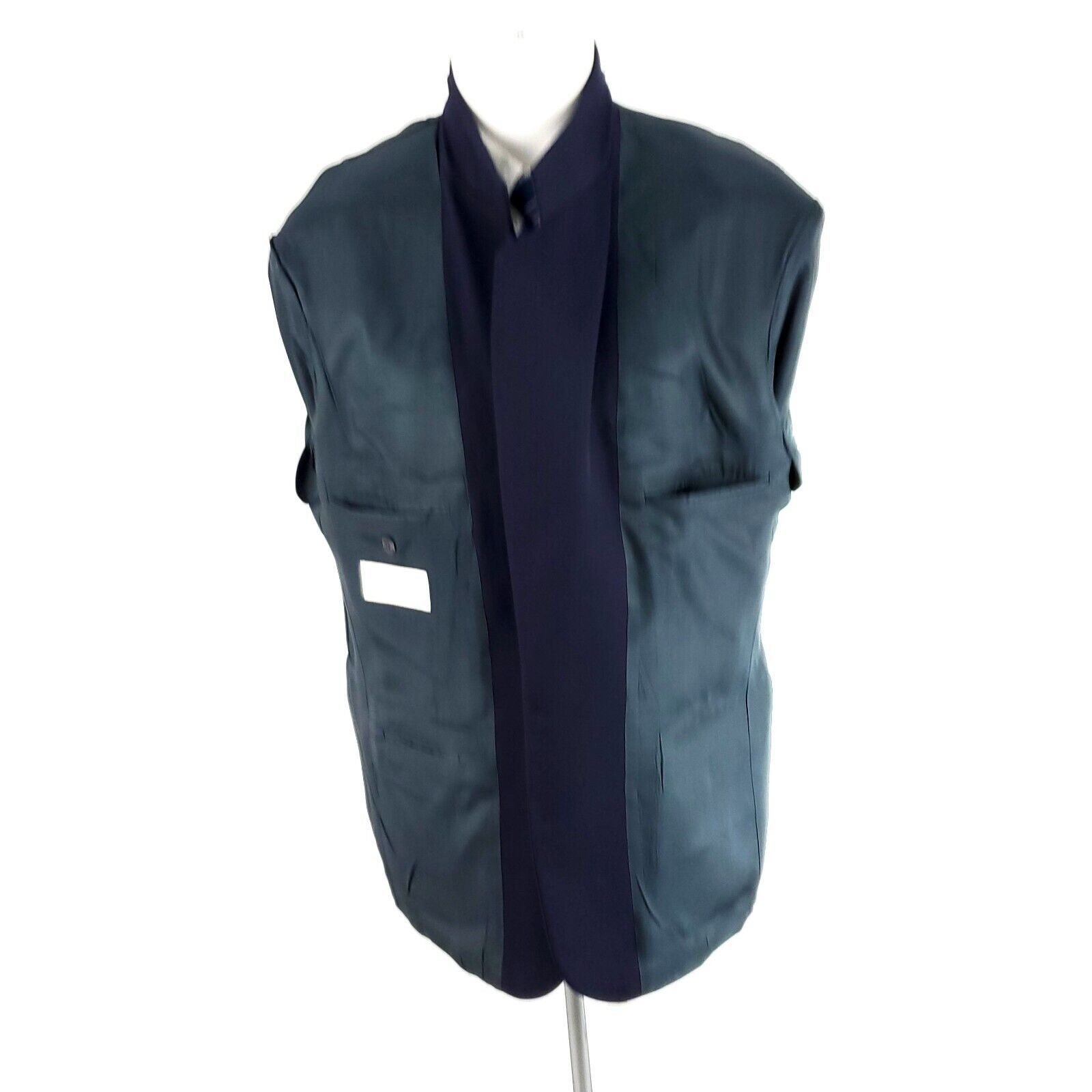 Oscar De La Renta Oscar De La Renta Wool 2 Bronze Button Blazer 42R Blue Size 42R - 10 Thumbnail