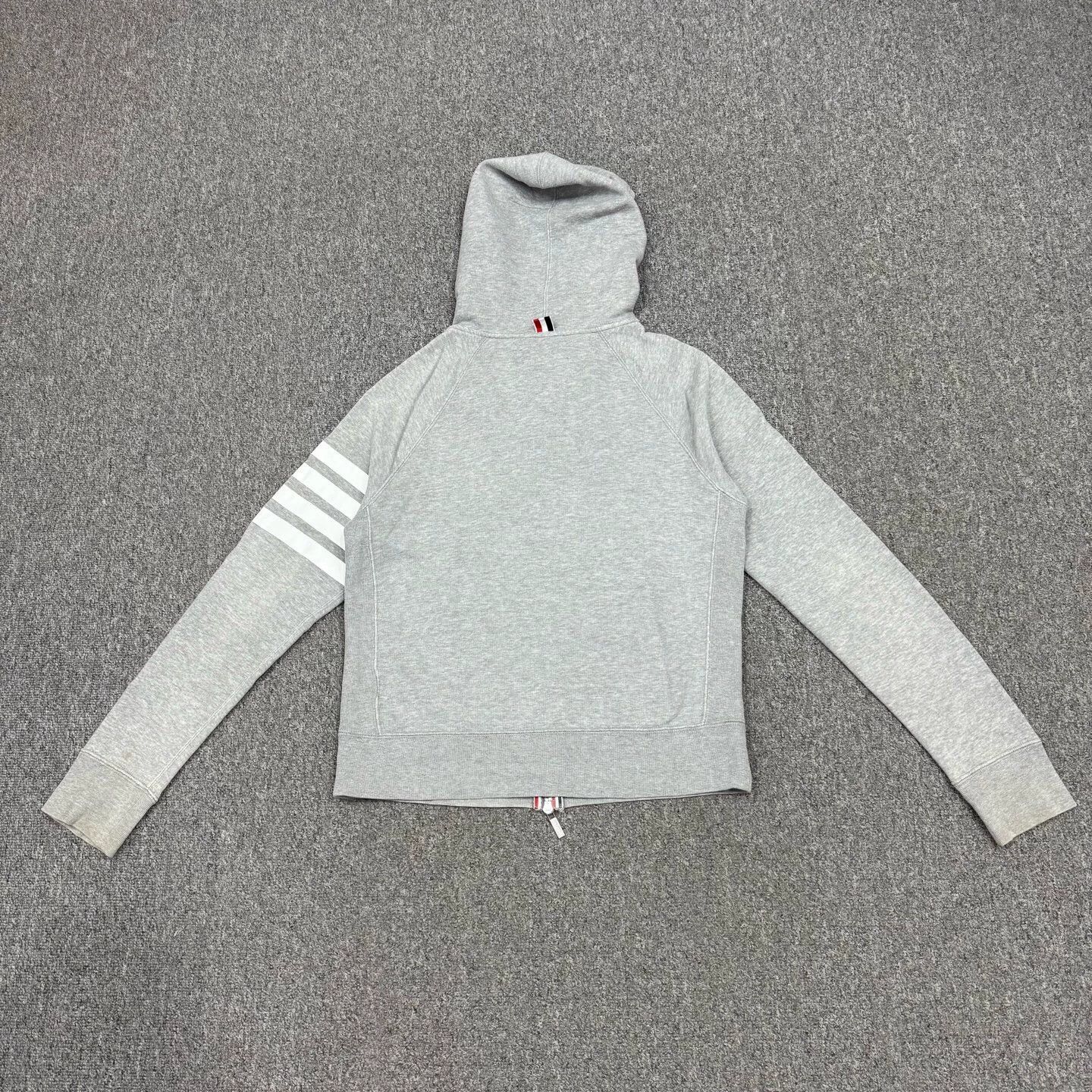 Thom Browne TB Gray Stripe Hooded Jacket 1 NZ No Drawstring Size US S / EU 44-46 / 1 - 2 Thumbnail