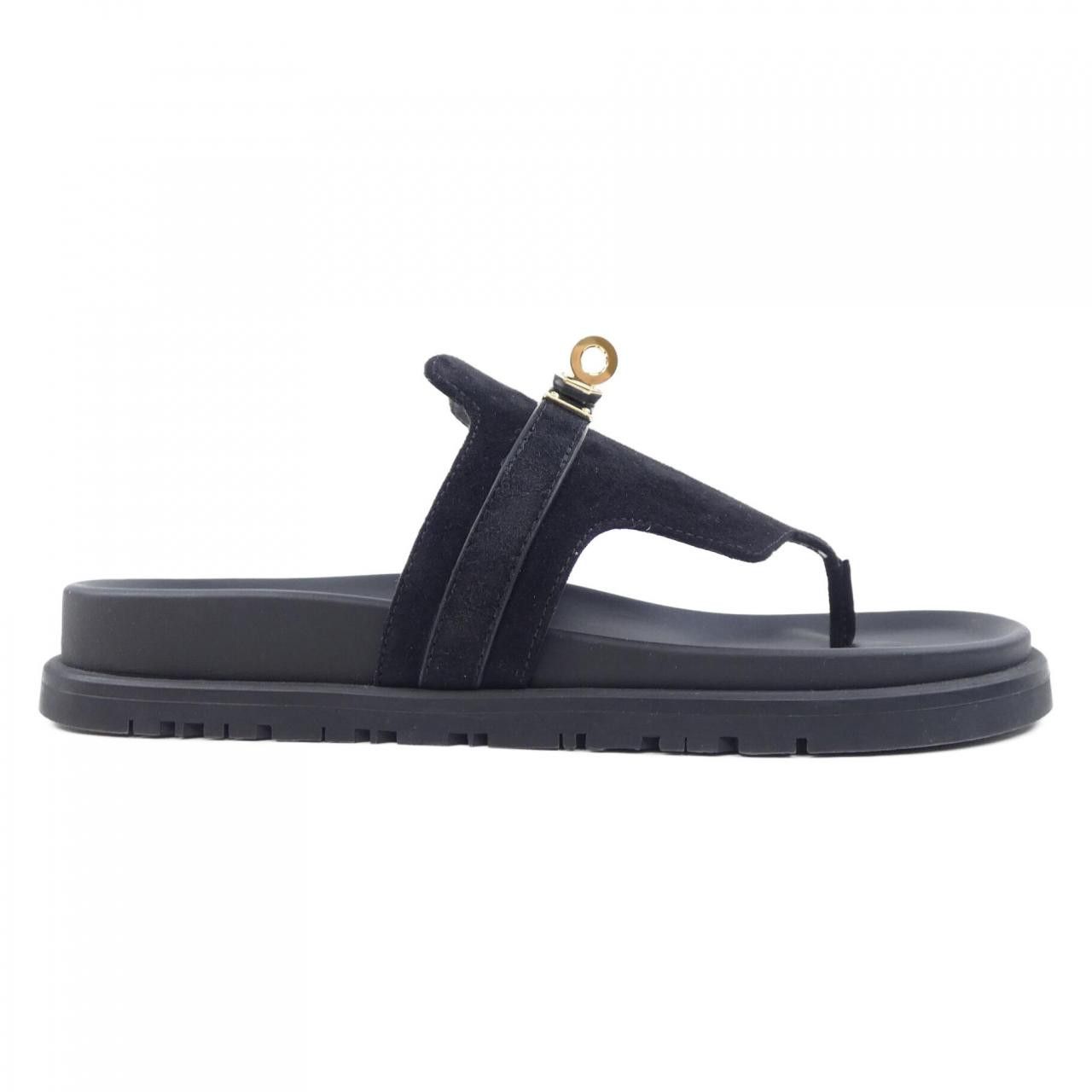 Hermes Hermès Ampere Kelly Buckle Chèvre Velours Sandals Leather Shoes DUTY FREE for USA