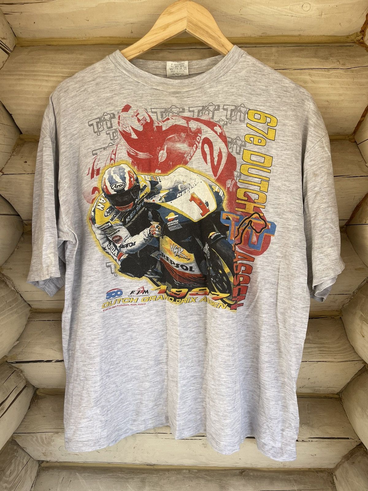 Vintage 1997 Moto TT Grand Prix Dutch World Championship Vintage tee Size US XL / EU 56 / 4 - 1 Thumbnail