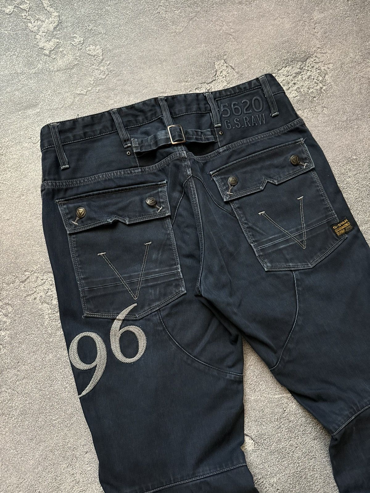 G-Star × Vintage G star raw 34/32 motor 5620 tapered embro denim pant trouser Size US 34 / EU 50 - 3 Thumbnail