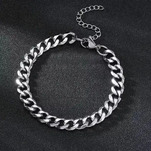Jewelry Cuban Link Bracelet Chain Gothic Chrome Casual Punk Grunge Size ONE SIZE - 2 Thumbnail