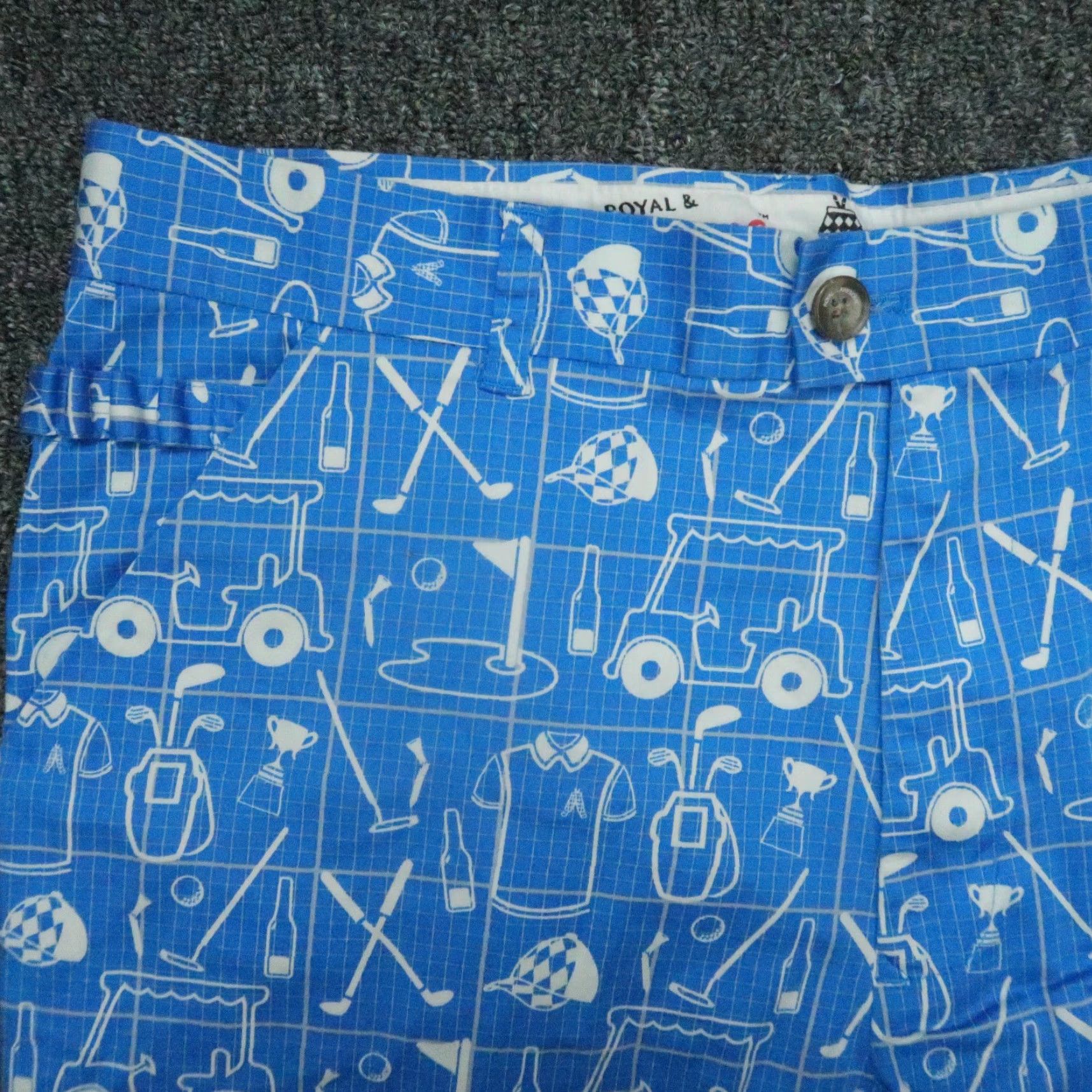 Vintage Royal & Awesome Shorts Mens 38 Blue White Best Laid Plans Golf Chino Size US 38 / EU 54 - 2 Thumbnail