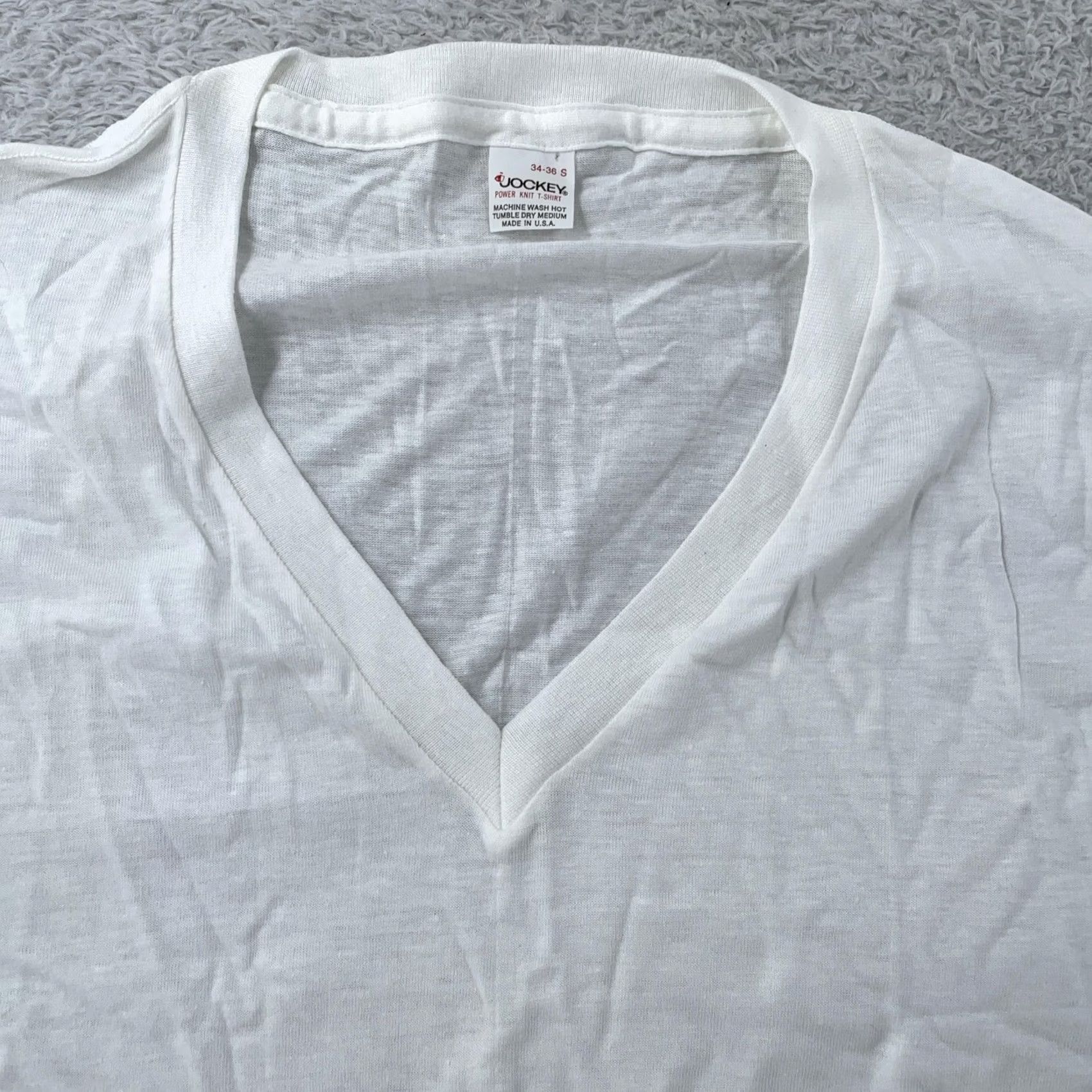 Jockey VINTAGE Jockey White V-Neck Shirt Mens XS Power Knit T-Shirt USA Size US XS / EU 42 / 0 - 2 Thumbnail