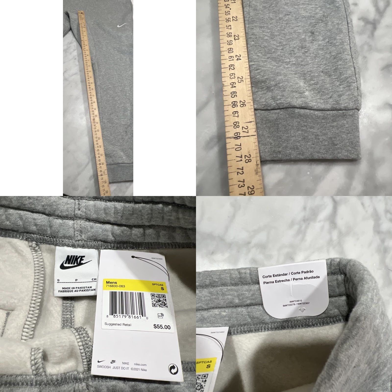 Nike Nike Standard Fit Sweatpants Men Small 716830-063 Gray Drawstring NWT Taper Leg Pockets Elastic Waist Regular Fit Activewear Sports Size US 29 - 9 Thumbnail