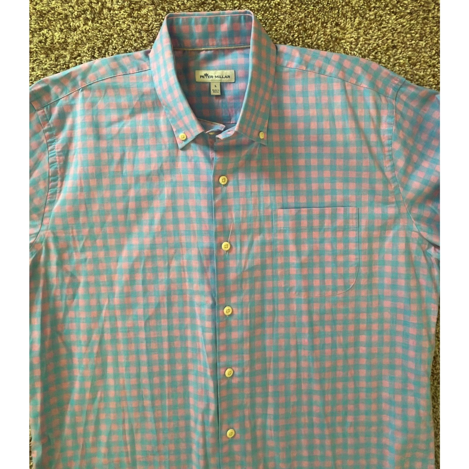 Peter Millar Peter Millar Men's Large Blue & Pink Checkered 100% Cotton Size US L / EU 52-54 / 3 - 3 Thumbnail