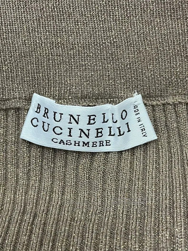 Other Brunello Cucinelli Khaki Gold Thread Slim Cashmere Knit Hi Size S / US 4 / IT 40 - 7 Thumbnail