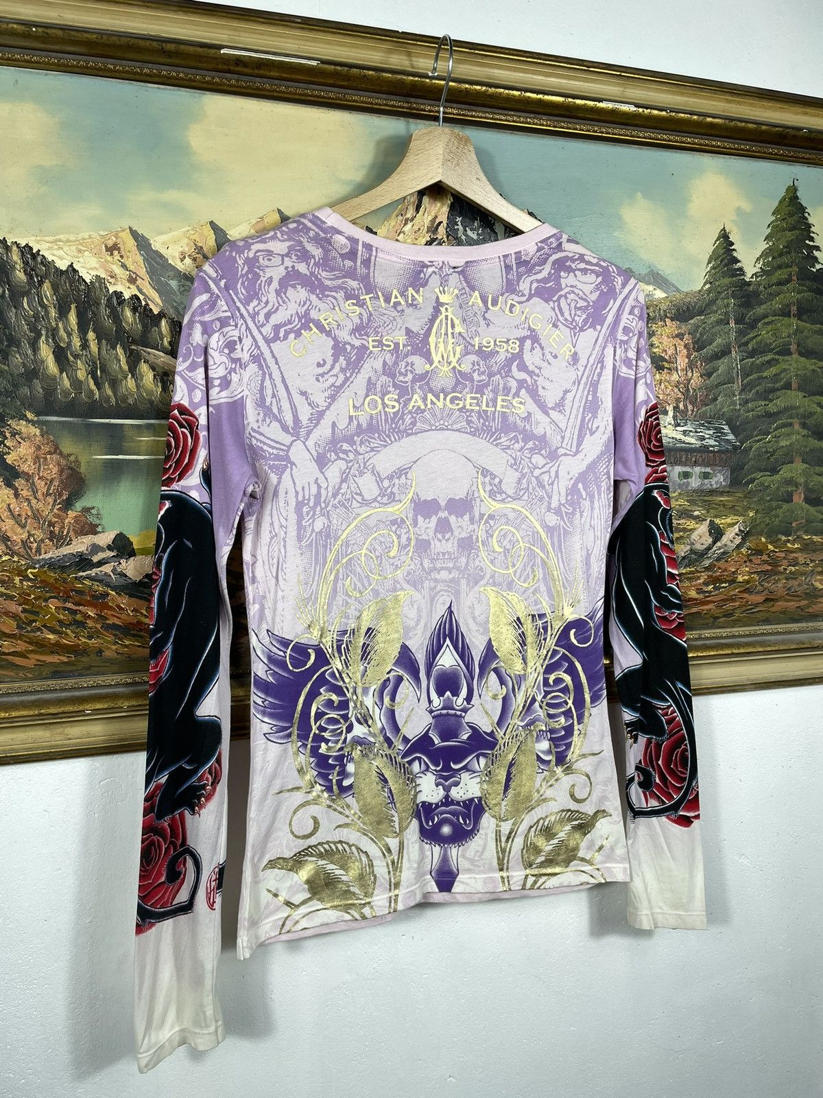 Christian Audigier × Ed Hardy × Vintage Christian Audigier Retro 00s Loose Tee Sweatshirt Cyber Size XS / US 0-2 / IT 36-38 - 9 Thumbnail