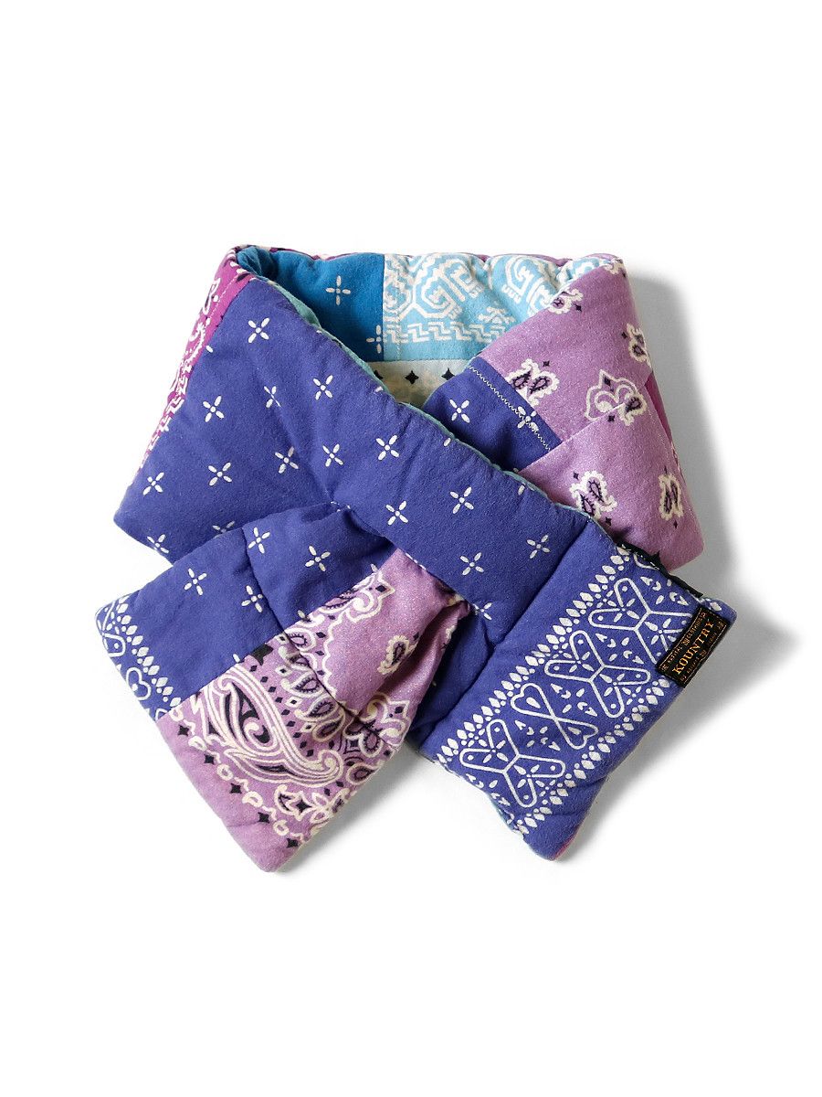 image of Kapital Nail Bandana Printed Reversible Kesa Muffler in Purple/Sax, Men's