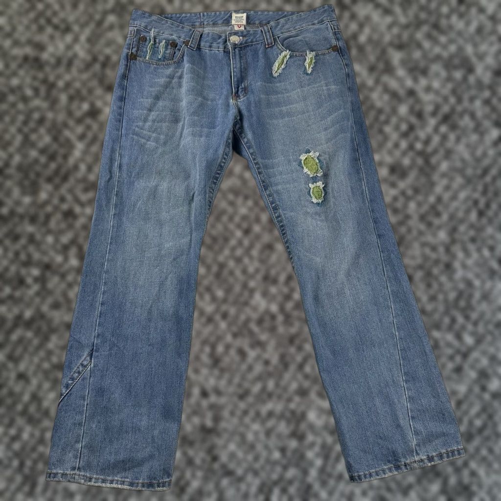 True Religion Jeans Distressed Baggy Straight 40x33 Mens Blue Hip Hop 5-Pocket Denim Y2K World Tour Bobby Big T