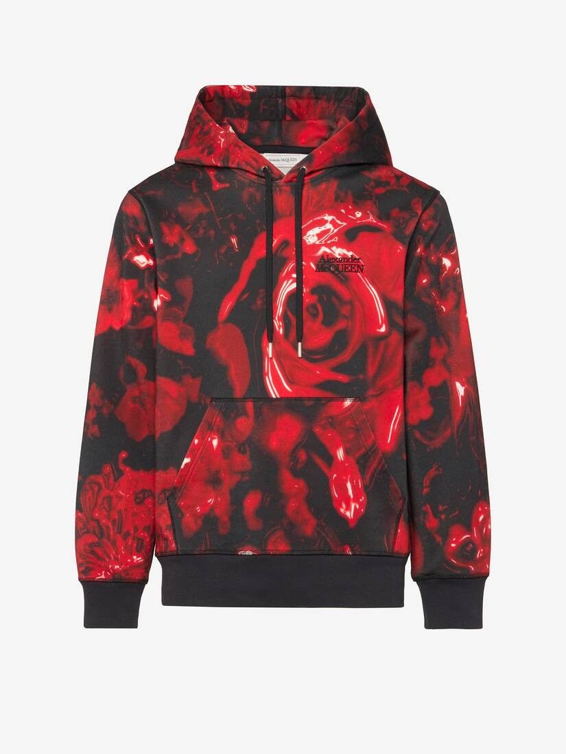 Alexander McQueen o1w1db10725 Wax Flower Hooded Sweatshirt in Black/Red Size US XL / EU 56 / 4 - 3 Thumbnail