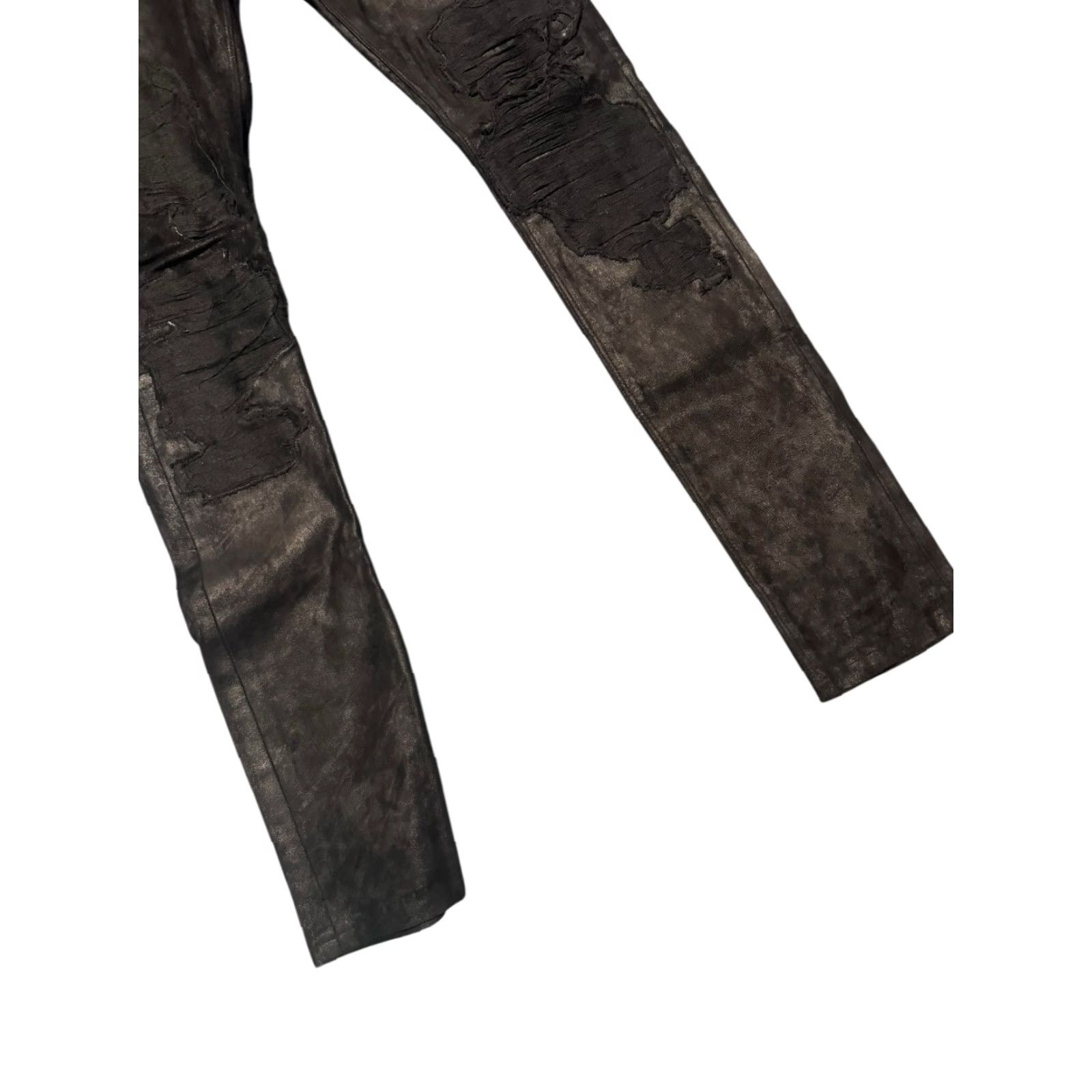 Vintage VINTAGE Road To Awe Lambskin Leather Mid Rise Skinny Pants Jeans 29x32 Black Size 29" - 4 Thumbnail