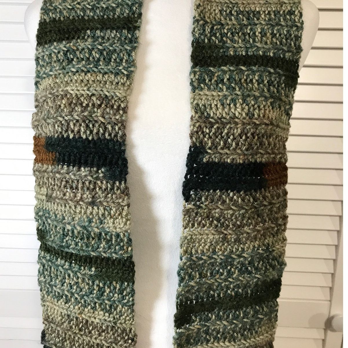 Handmade NWT Handmade Crocheted Brown Multicolor Beanie & Scarf 60” Size ONE SIZE - 3 Thumbnail