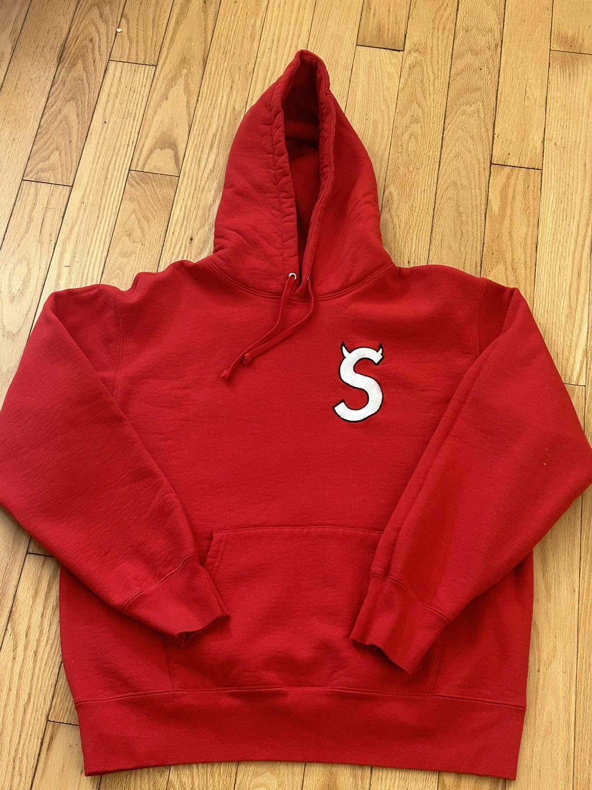 Supreme S Logo Hooded Sweatshirt Red Medium