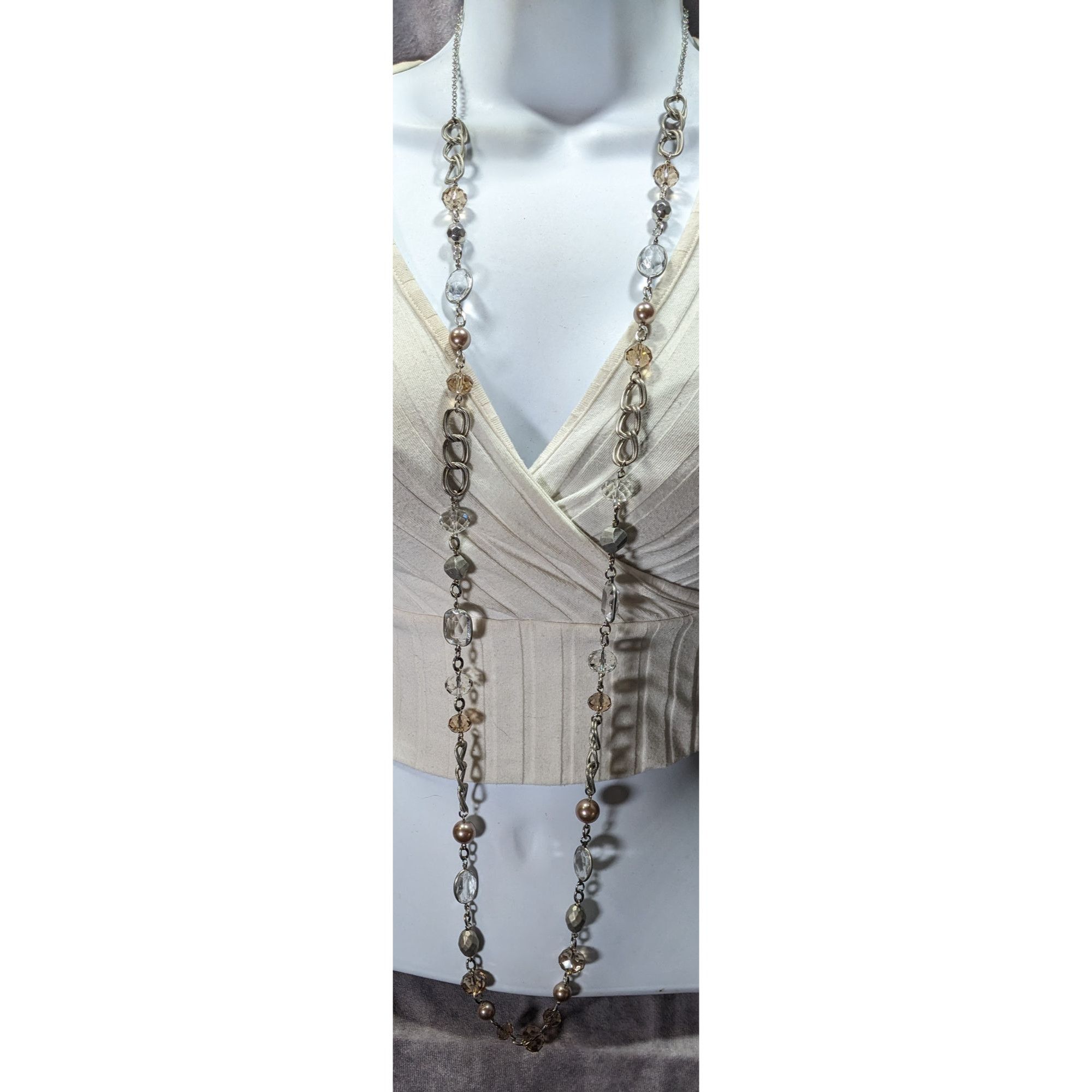 Loft Loft Crystal And Faux Pearl Opera Necklace Size ONE SIZE - 3 Thumbnail