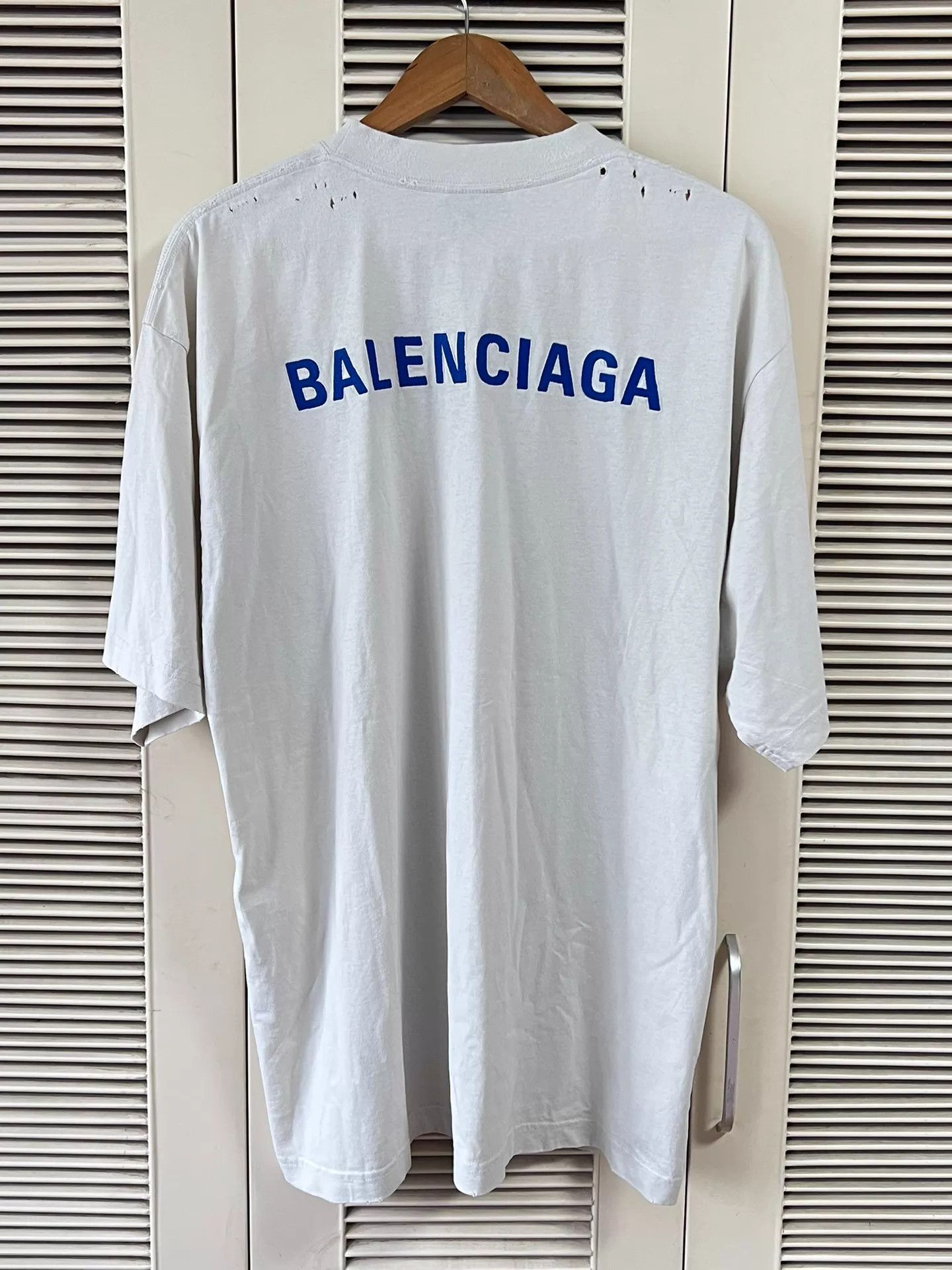 Balenciaga Balenciaga Blue Embroidered Chest & Large Back S T-Shirt Size US S / EU 44-46 / 1 - 2 Thumbnail